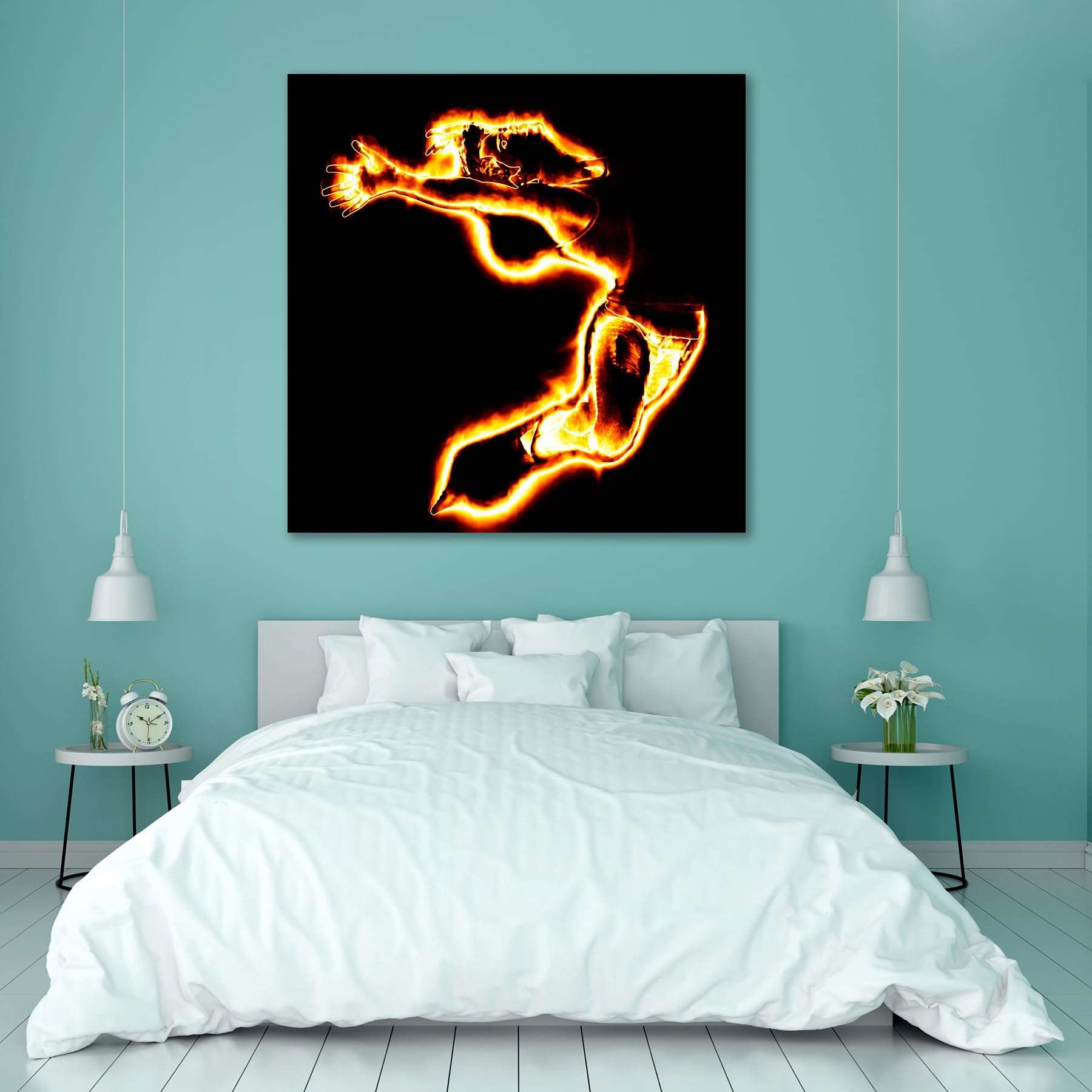 Pitaara Box Fire Dancing | Peel & Stick Vinyl Wall Sticker for Bedroom & Living Room | 16 x 16 inch (41 x 41 cms) 3