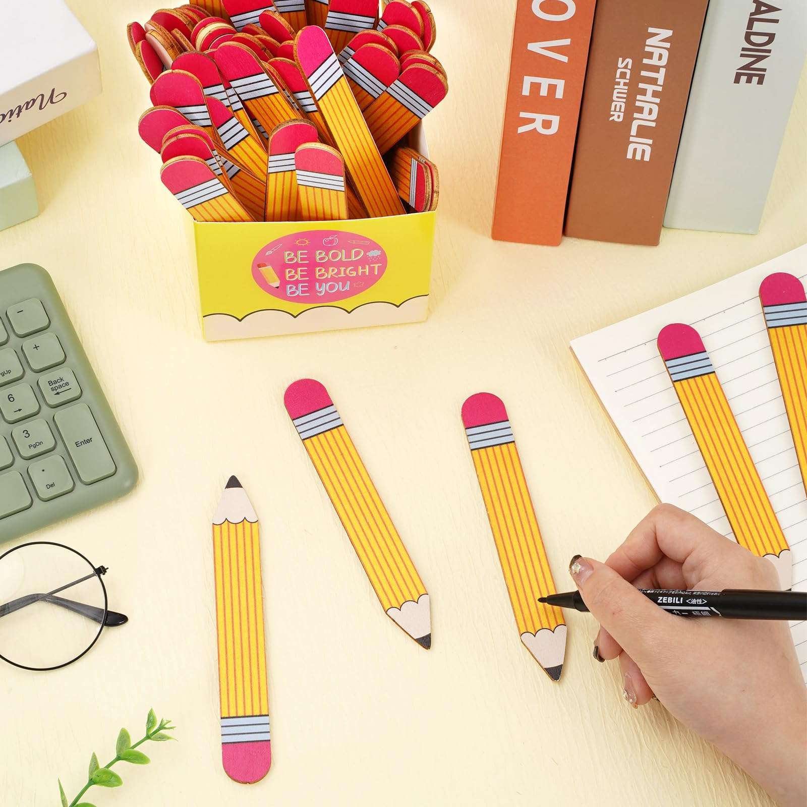Whaline 101Pcs Back to School Pencil Flip Name Sticks with Carton Talking Flip Name Sticks Teacher Student Grouping Tally for Educational and Learning Classroom Supplies 4