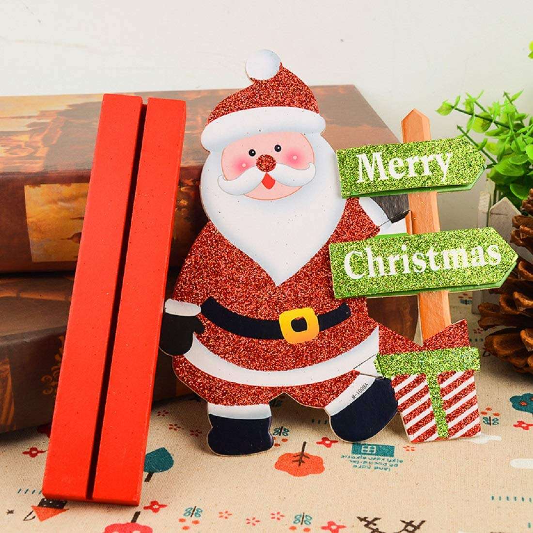 3pcs Santa Reindeer Snowman Christmas Table Decorations Happy Holidays Centerpiece for Home Party Office 5