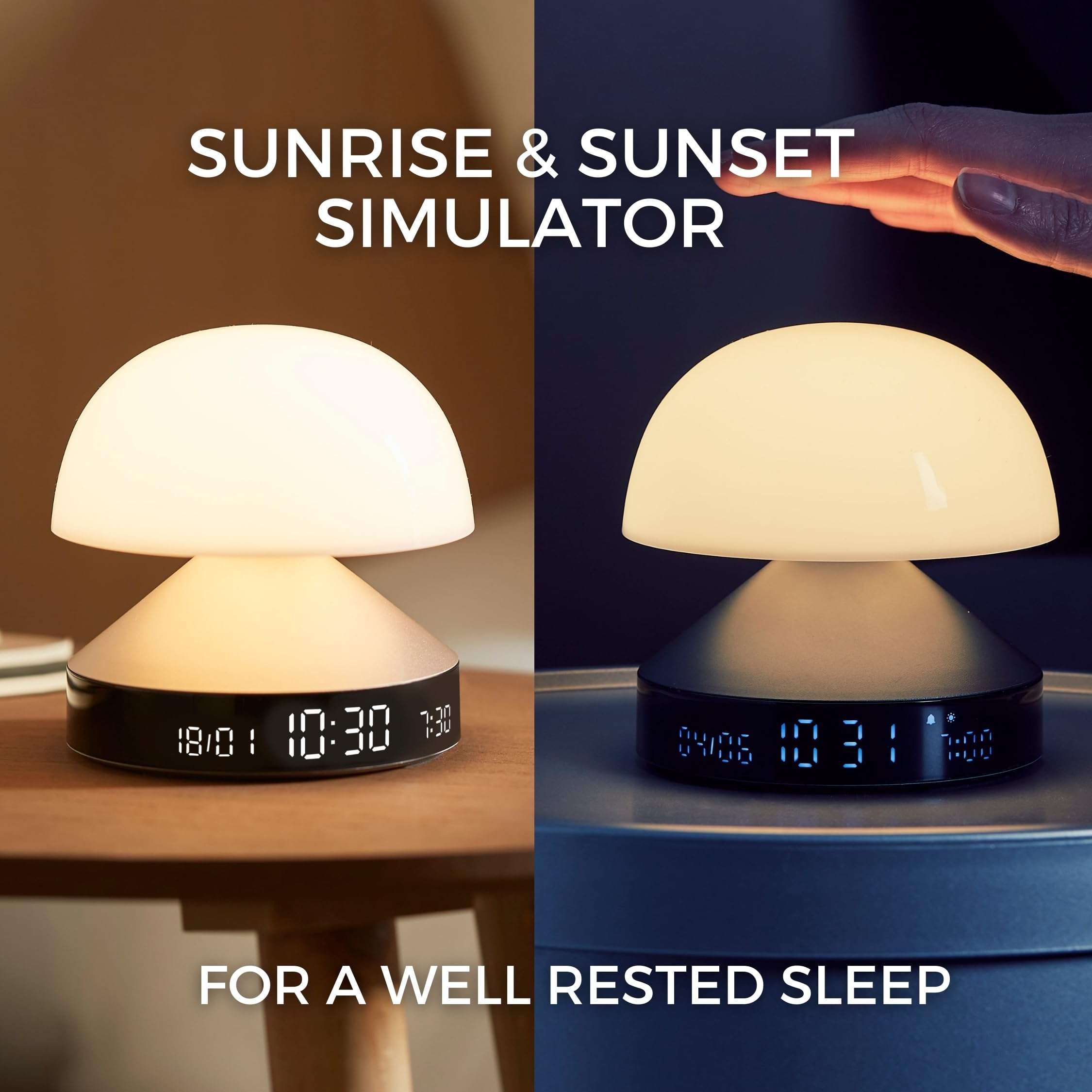 Lexon Mina Sunrise Alarm Clock, Wake Up Light & Sunset Lamp for Sleep Routine - Dark Red 5