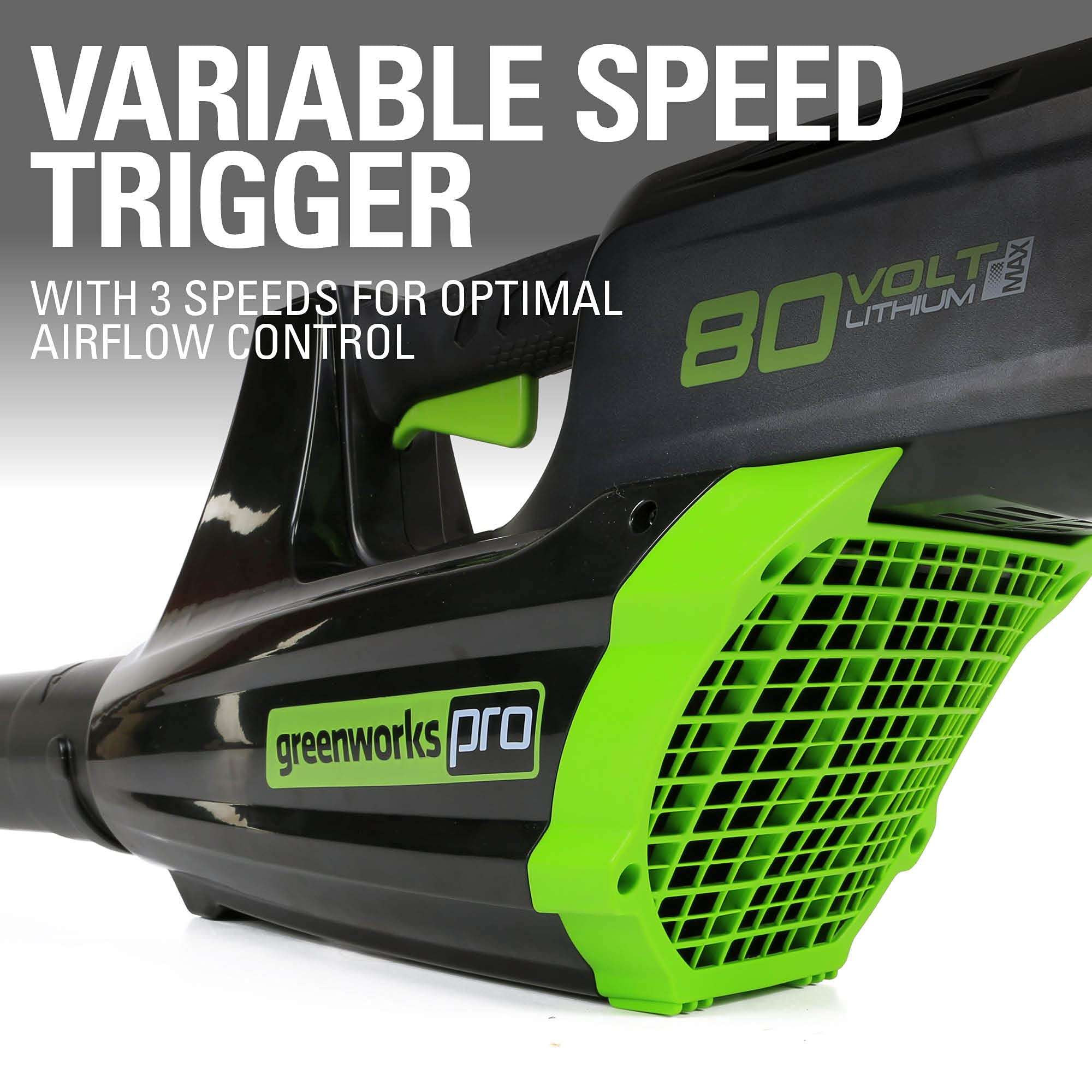 Greenworks 80V (125 MPH / 500 CFM / 75+ Compatible Tools) Cordless Axial Leaf Blower, 2.0Ah Battery and Charger Included 5