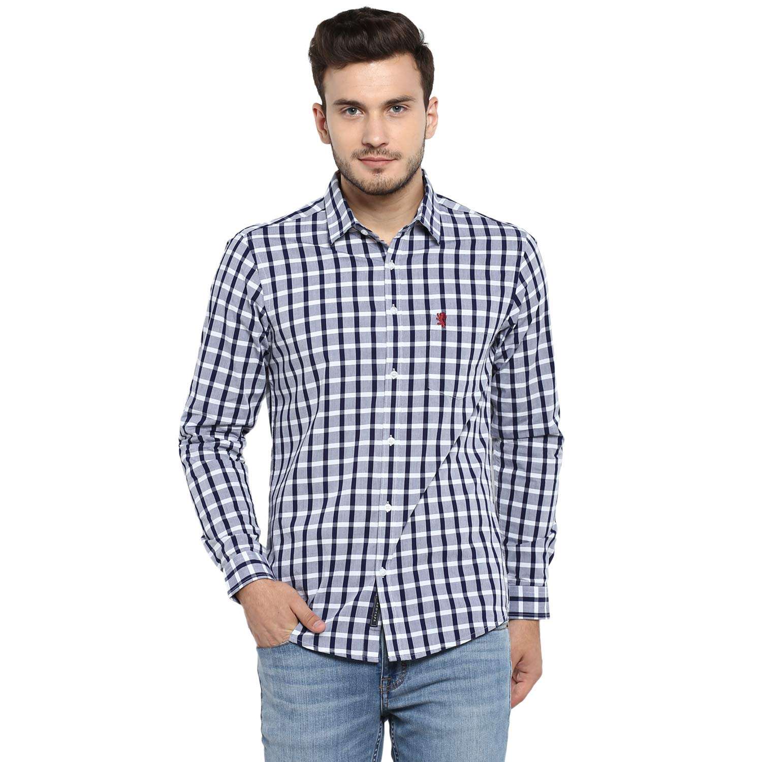 Red Tape Men's Checkered Regular fit Casual Shirt (RFS0194_Check Navy_M 1