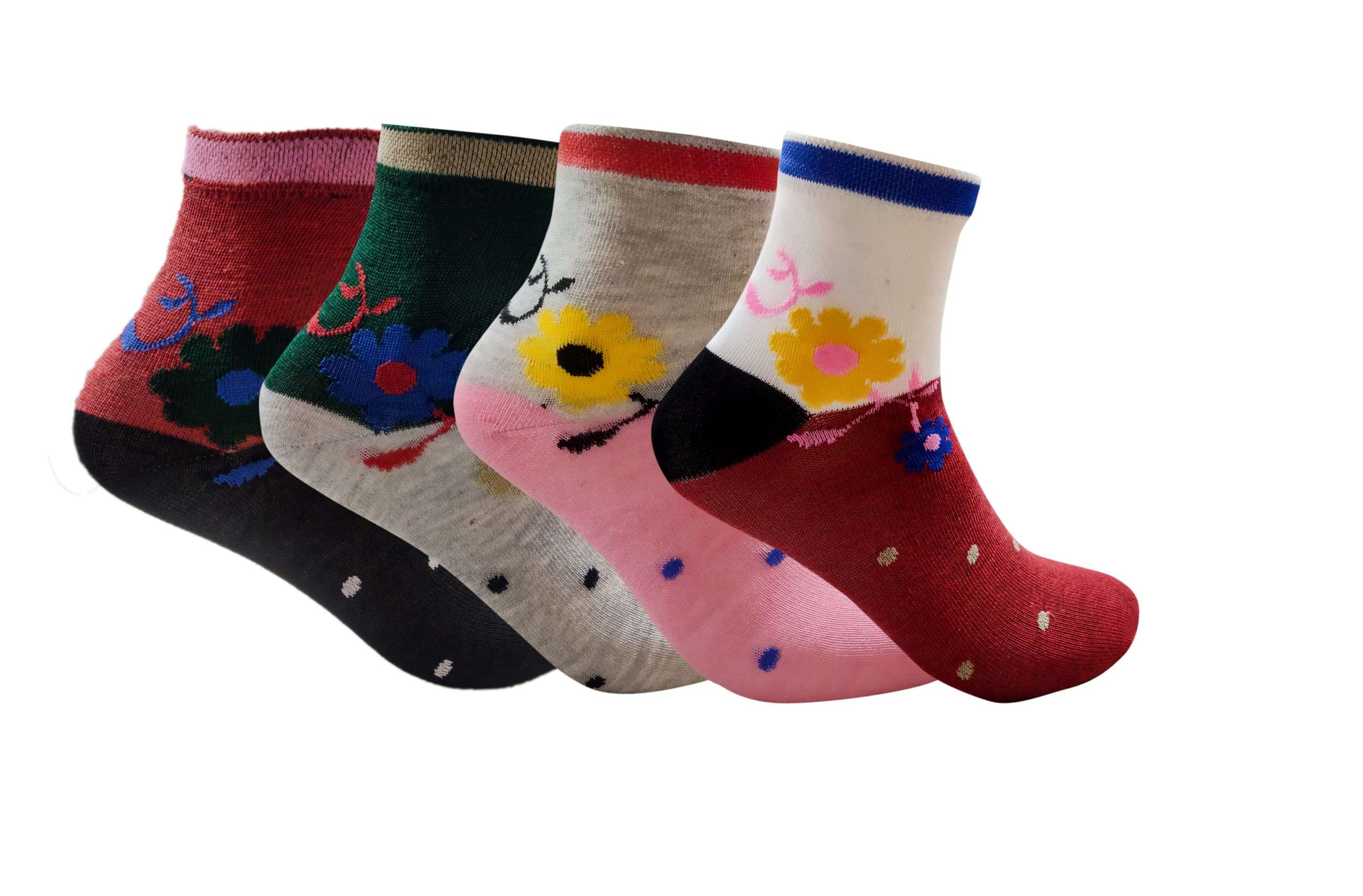 BEST FRIENDS FOREVER (BFF) Women's Deisgner Thumb Ankle length Pure cotton Multicolor Premium all Season Socks. (Multicolor, 3) 3