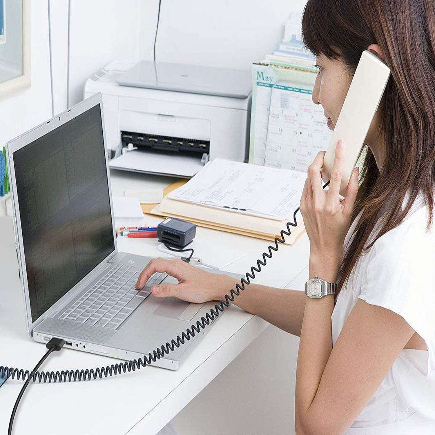 USB Printer Cable, UMECORE 16FT Flexible USB 2.0 Type A Male to B Male Scanner Cord High Speed for HP Canon Dell, Lexmark Epson Xerox Samsung and More (Gold-Plated Connector) 5