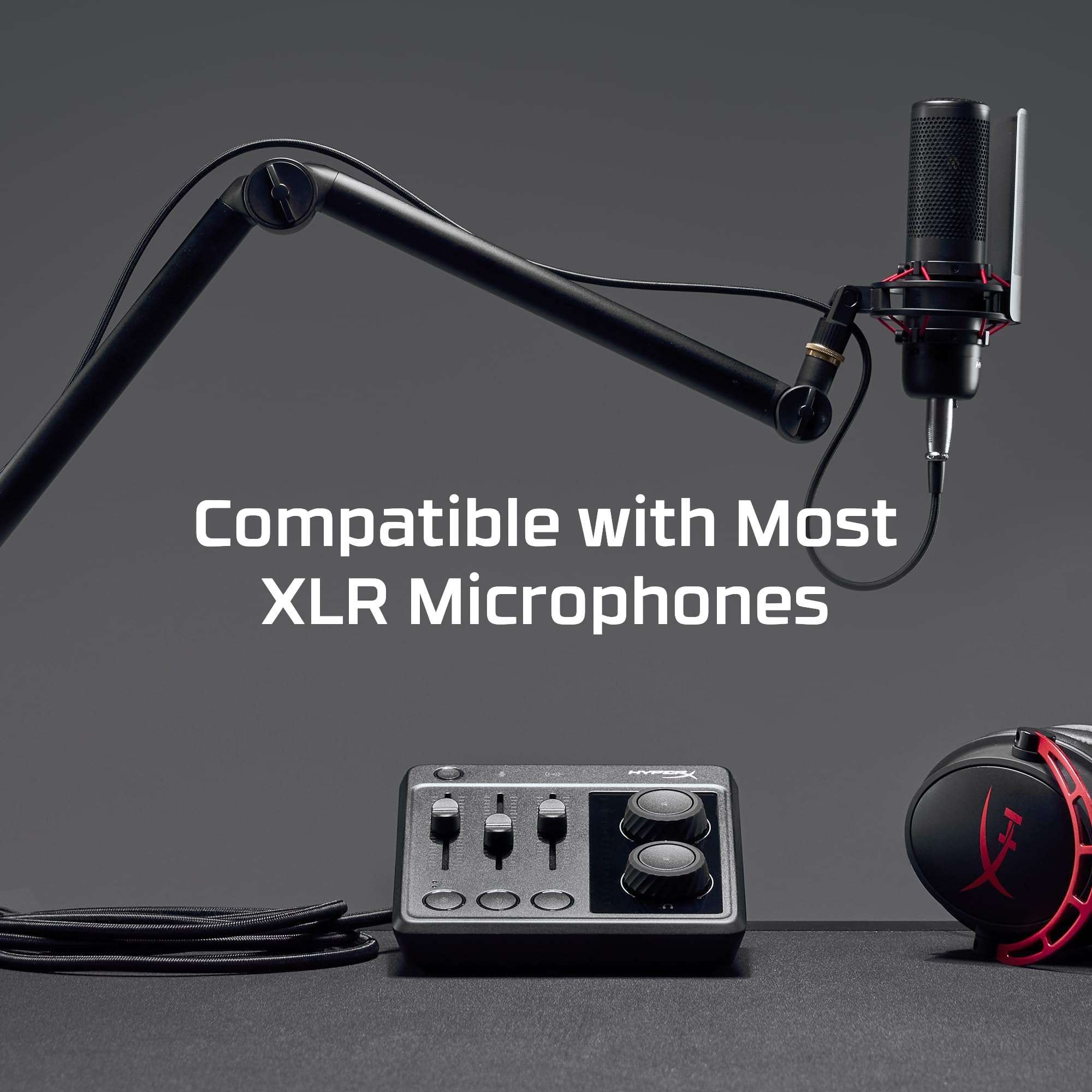 HyperX Audio Mixer,Simple,Intuitive Controls, HyperX XLR Cable, USB-C to USB-A Cable, 3.5mm Stereo Cable 5