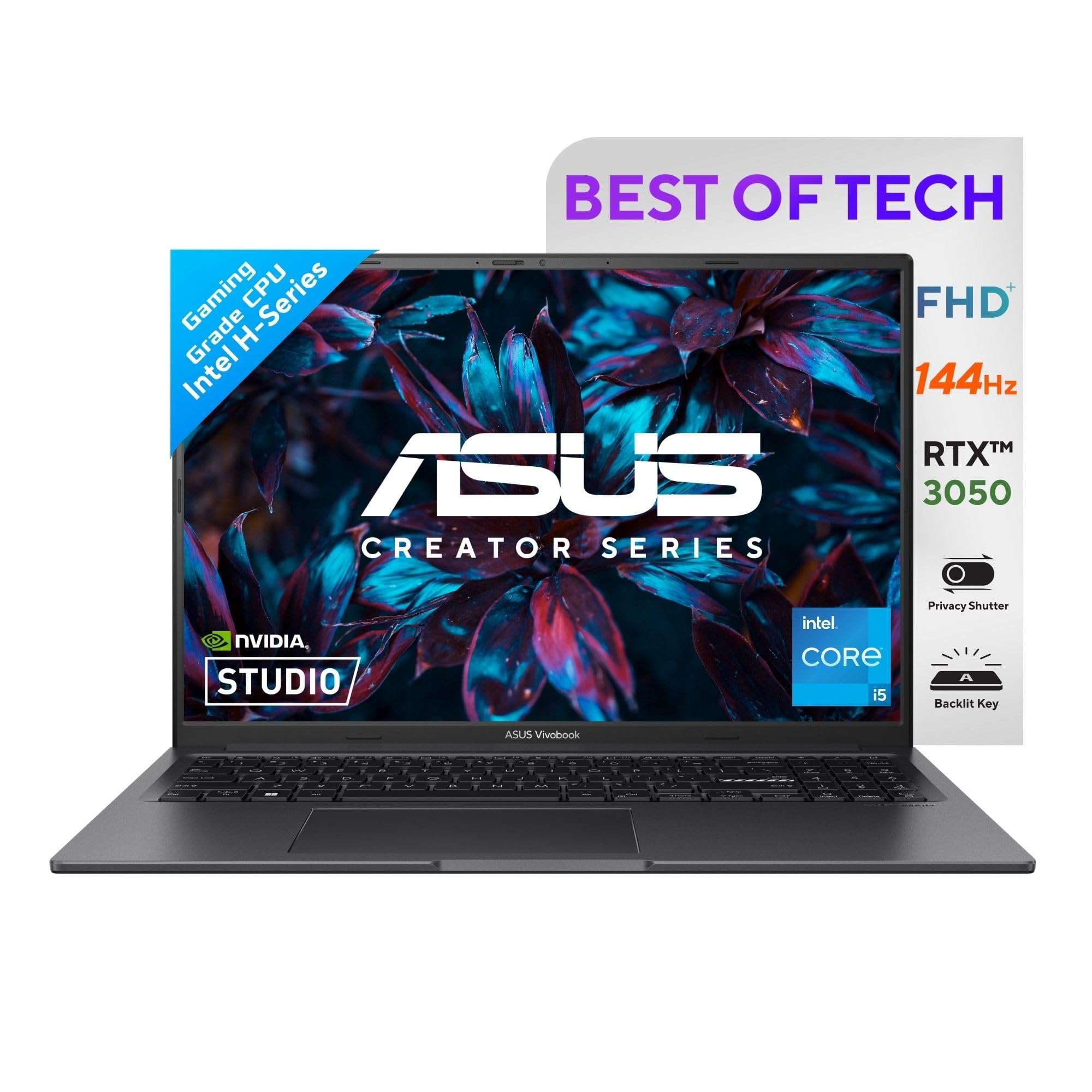 ASUS Vivobook 16X, 16" FHD+ (1920 x 1200), Intel Core i5-13420H Processor, (16GB RAM/512GB SSD/RTX 3050/Windows 11/Indie Black/1.8 Kg), K3605VC-RP412W 1