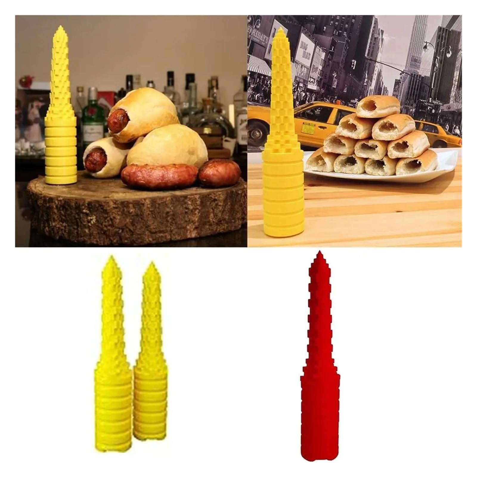 Bread Hotdogger Hot Dog Drill Leakproof Hot Dog Baking Tool Kitchen Gadgets(Yellow) 4