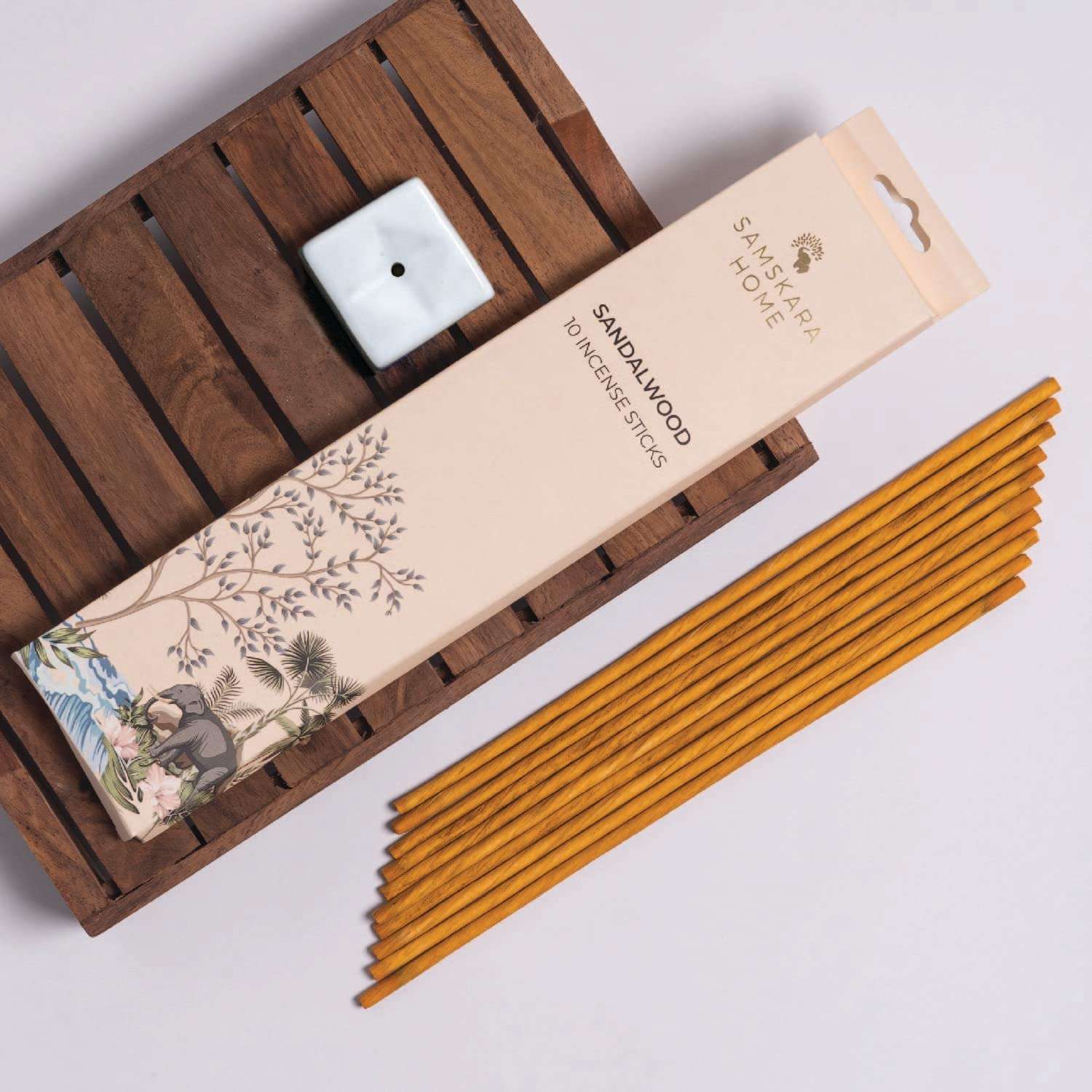Samskara Sandalwood Agarbatti Combo Pack (Box of 10) |Temple Pooja Agarbatti | Eco Friendly Incense | Highly Scented Indian Incense Sticks|100% Organic - (100pcs/Pack of 10) 6