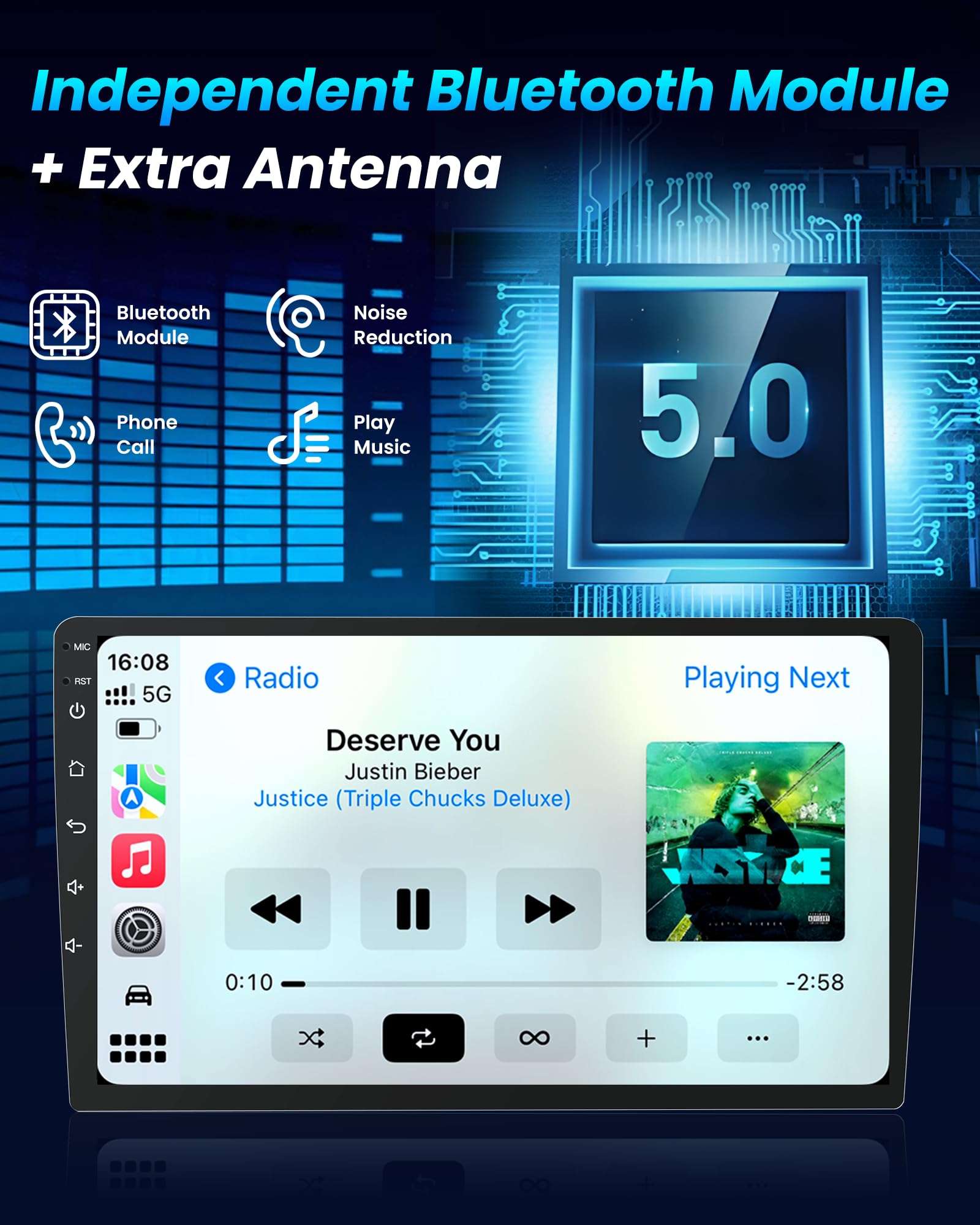 Car Radio for Dodge Journey 2011-2019: [4Core 64G ROM] 9" 1280 * 800 HD Touchscreen Stereo with Wireless Carplay Android Auto 5G WiFi GPS Navigation Bluetooth FM RDS DSP EQ SWC 1080P Backup Camera 5