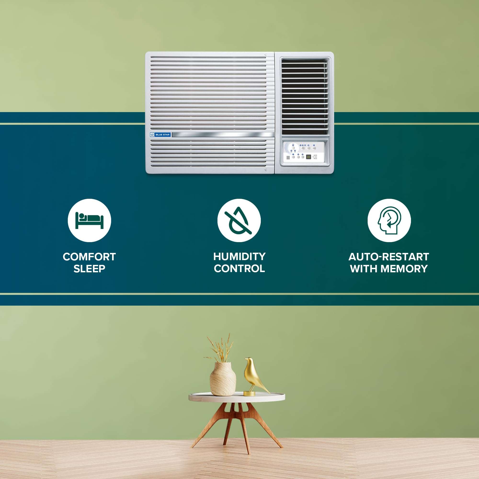 Blue Star 1.5 Ton 3 Star Fixed Speed Window AC (Copper, Turbo Cool, Fan Modes-Auto/High/Medium/Low, Hydrophilic Blue Fins, Dust Filters, Self-Diagnosis, WFD318L, White) 5