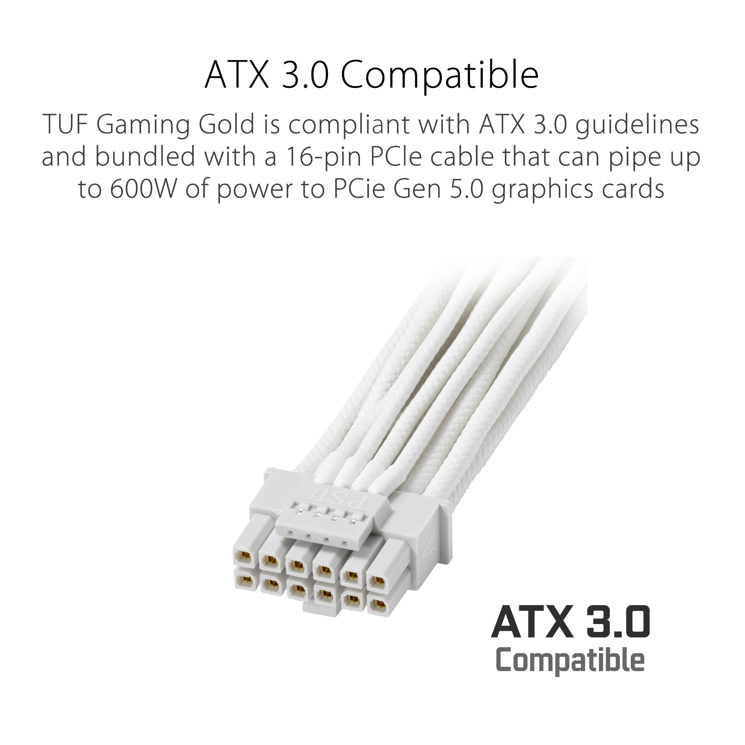 ASUS TUF Gaming 1000W Gold White Edition (1000 Watt, Fully Modular Power Supply, 80+ Gold Certified, Military-Grade Components, Dual Ball Bearing, Axial-tech Fan, PCB Coating, 10 Year Warranty) 4