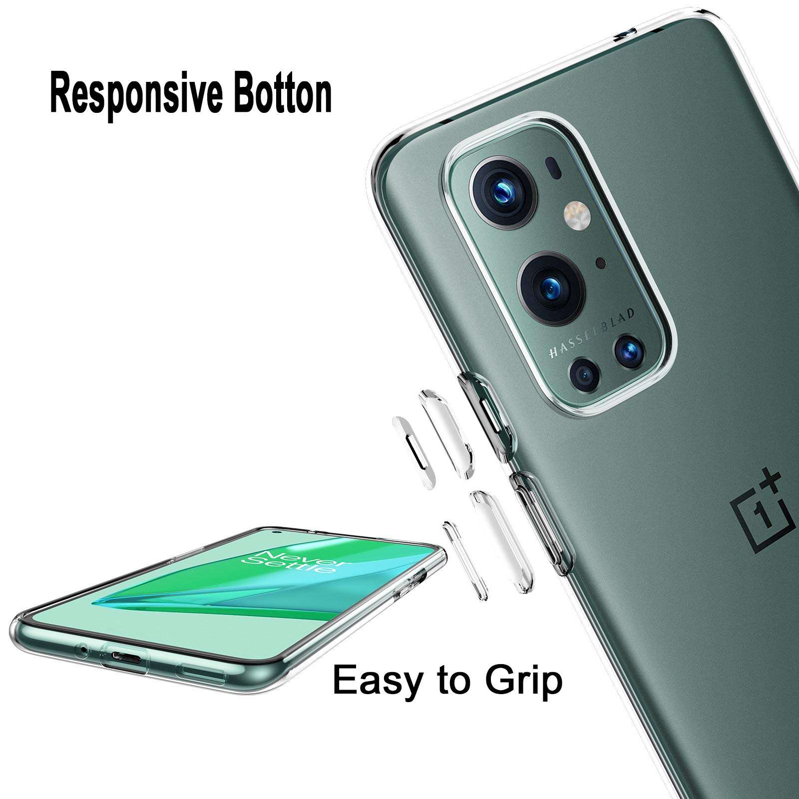 E'QITAYO Crystal Clear Designed for OnePlus 9 Pro Case Cover, 1.2 mm Thick Back Case, Flexible Silicone Cover, Thin Slim Soft TPU Silicone Shockproof Cover Case for OnePlus 9 Pro 6