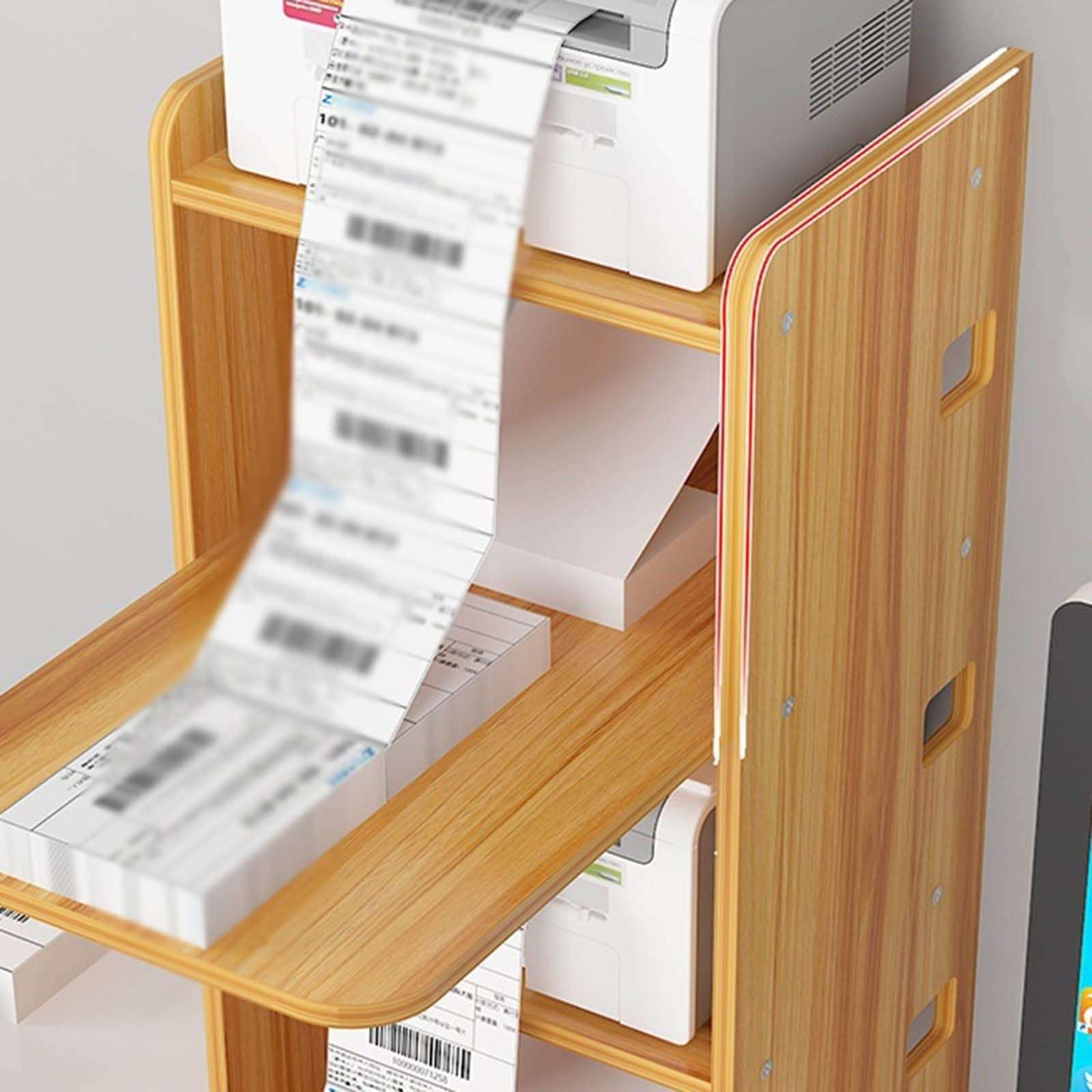 Printer Table Printer Cabinet Printer Shelf Rack Office Paper Barcode Printer Rack Desktop Fast Copier Storage Rack Office Storage & Organization (Color : Brass, Size : Small) (Brass Small) 5