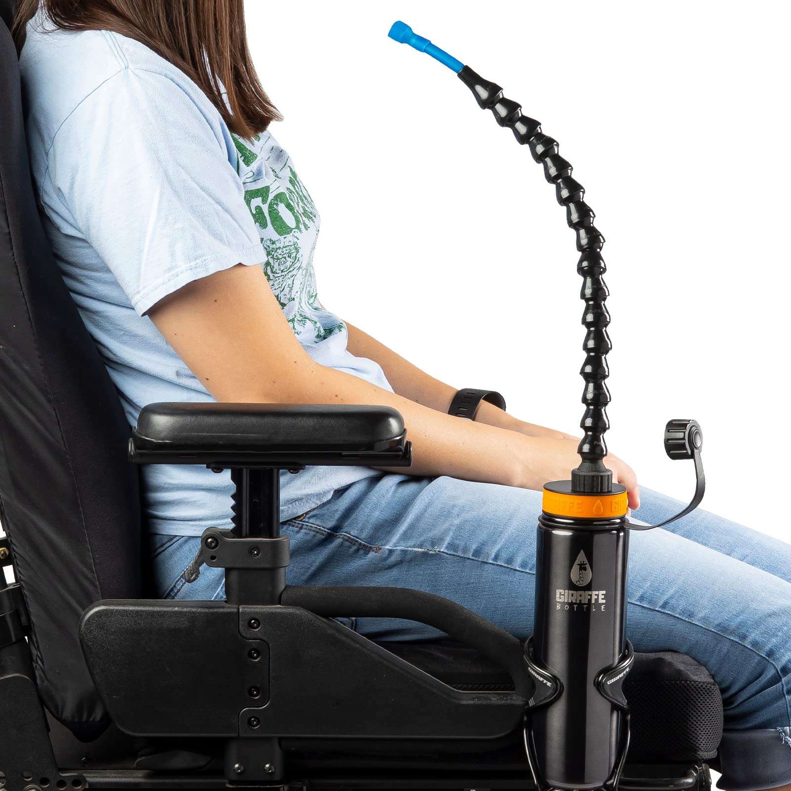 Giraffe Bottle Tower XL Hands Free Drinking System, Insulated Stainless Steel Bottle, with Round Tube Mounted Bottle Holder (Length 36 in / 91 cm) 4