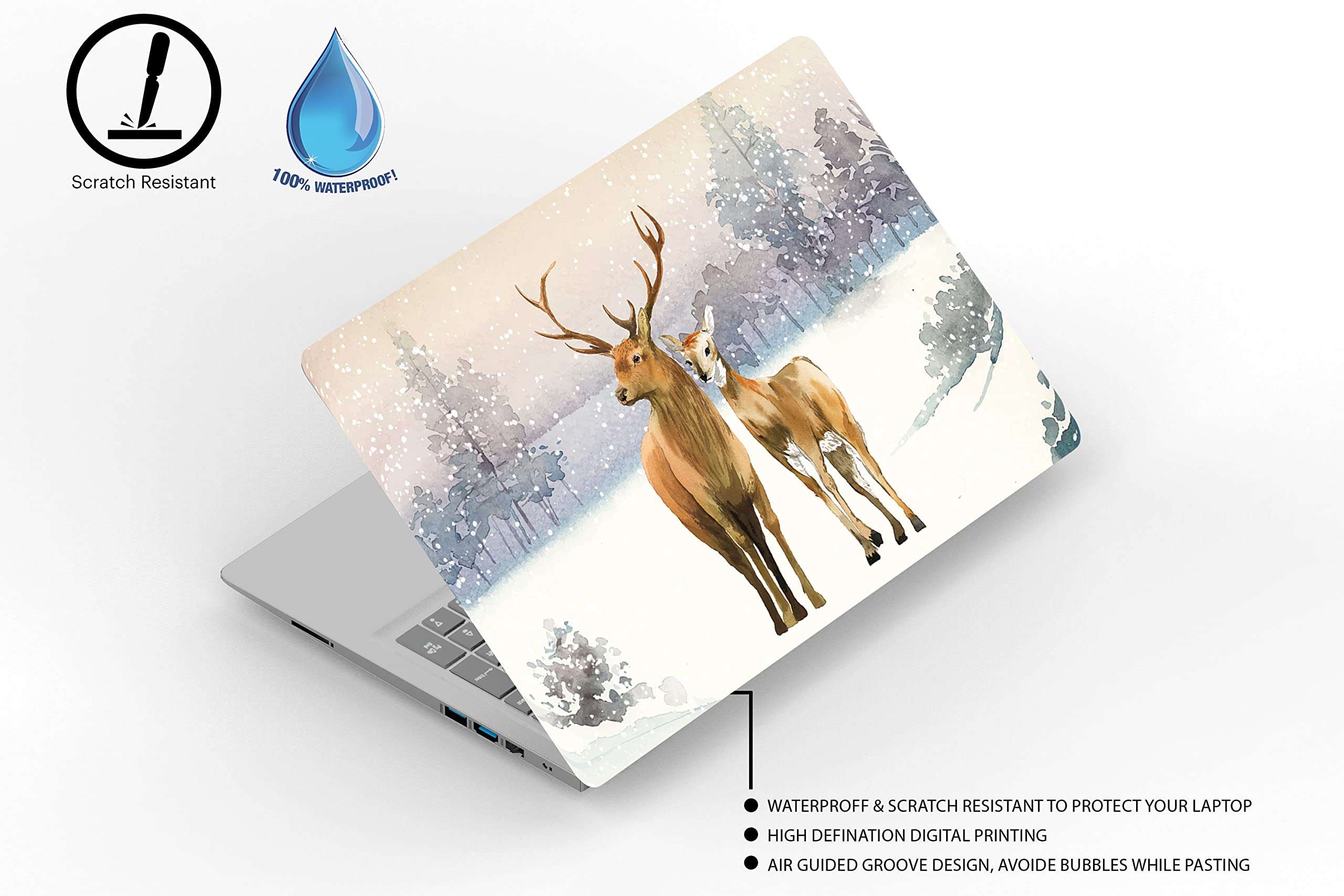 BANGERZ Laptop Skin / Stickers for 13.3 / 14 / 15.6 inch HD Quality No Residue Vinyl Printed Back Stickers for Laptops Upto 16 inches Deer Skin for Laptop Skin Cover for Asus, Dell, Lenovo, Acer, HP , LG , Apple 6