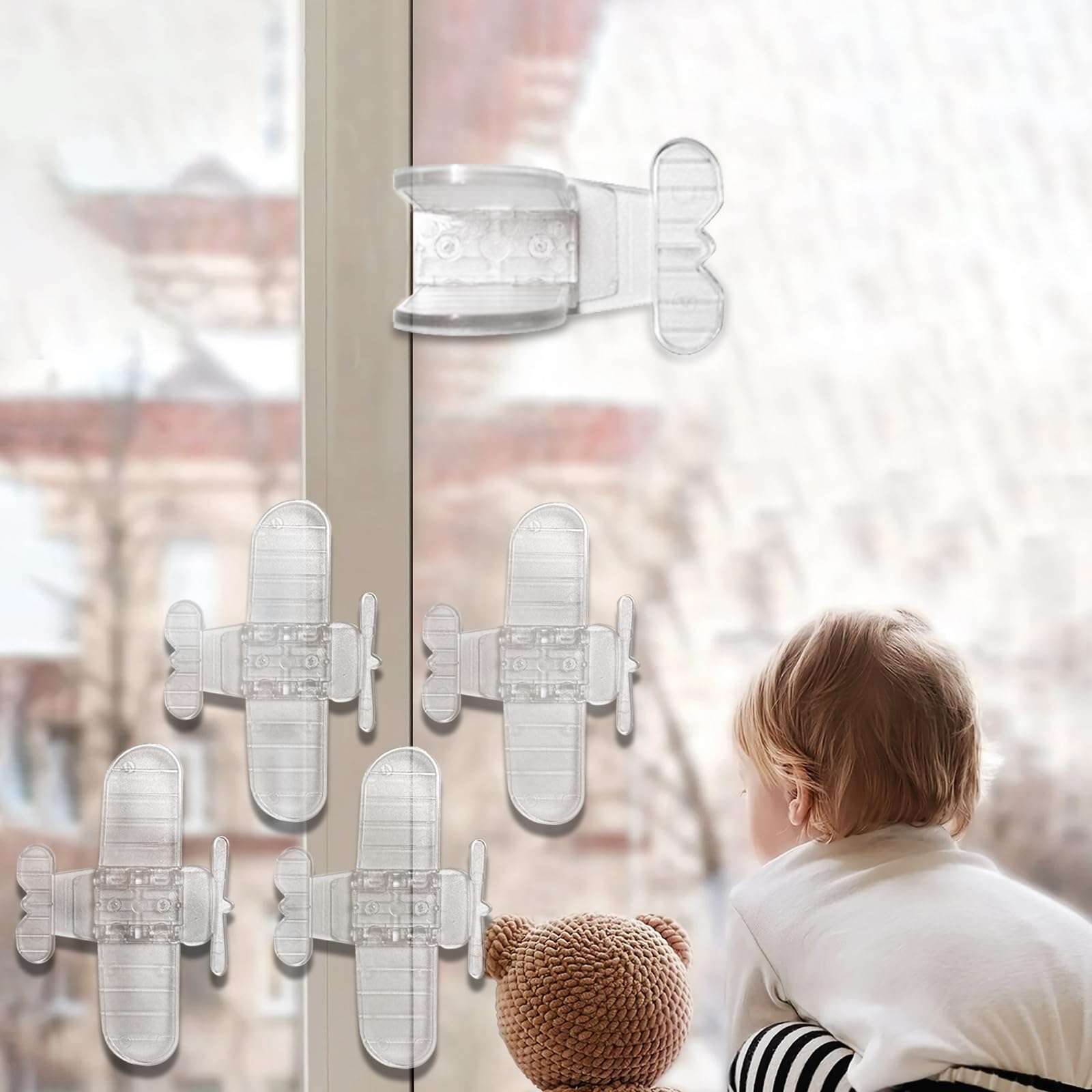 4PCS Sliding Door Lock for Limiting Opening Space, No Drill Sliding Glass Door Stopper, Patio Door Locks for a Sliding Glass Door, Sliding Door Security Lock, Sliding Window Lock for Child Proof 1