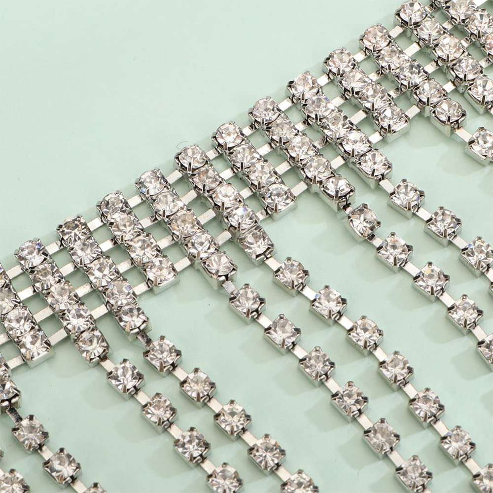 Kercisbeauty Sparkly Crystal Fringe Tassels Belly Belt Nightclub Hip Body Chain for Women Girls Belly Dance Rave Party Body Jewelry (Silver) 4