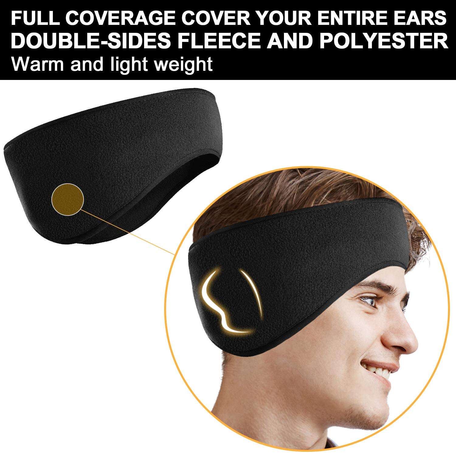 KXCOFTXI Mens Headbands - 4 Pieces Earmuffs Warmer for Winter - Sports Headband for Running Skiing Yoga Workout 5