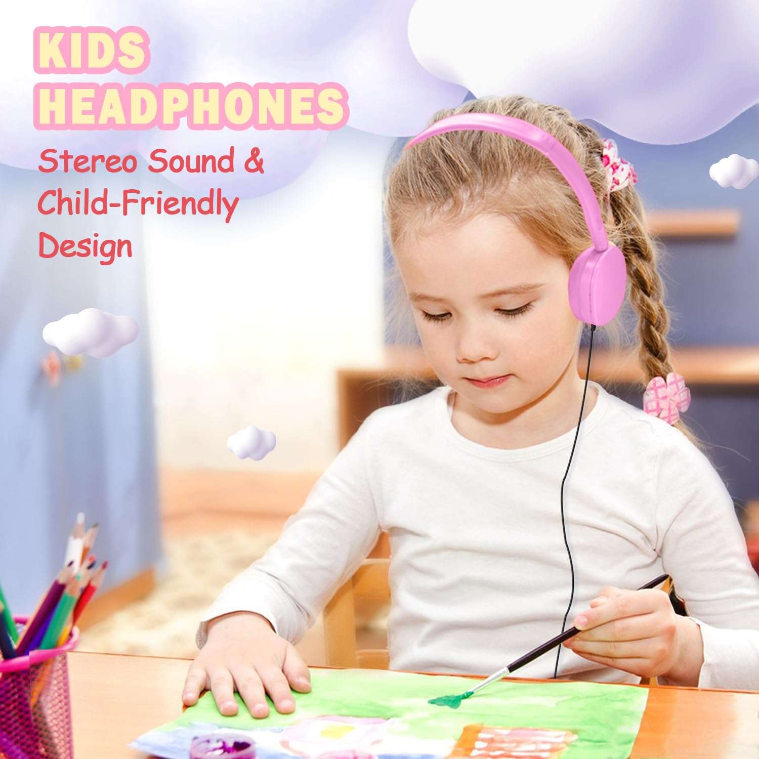 Ladont 100 Pack Classroom Headphones Bulk for Students Schools, Wholesale Wired Headphones for Library Airplane, Multi Color 3.5mm On Ear Class Set Headphones for Chromebook Laptop PC Computer… 4