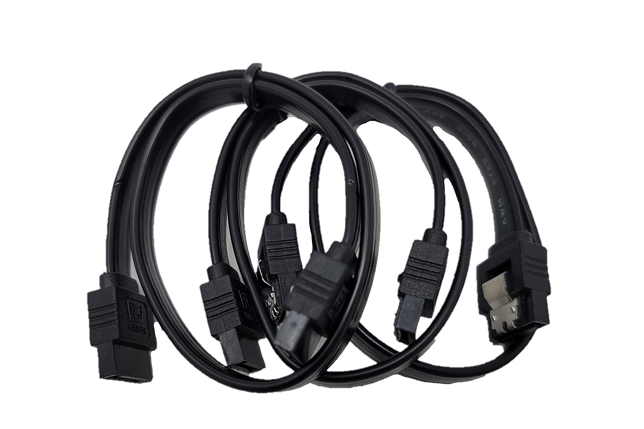 Micro Connectors F03-10MSSB-3 40" Sata III 6 GB/S Straight Cable with Locking Latch - 3 Pack (Black) 1