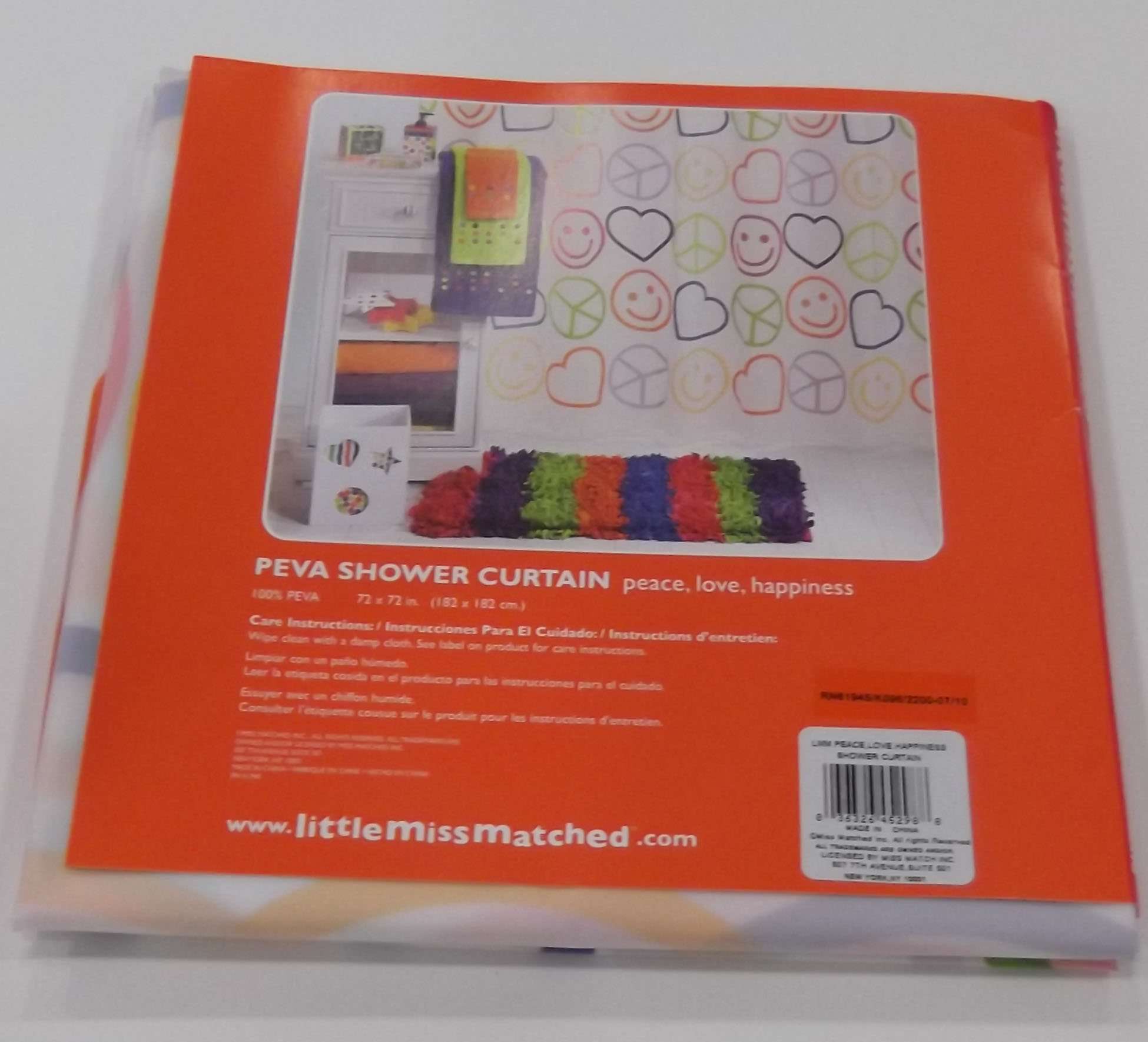 Little miss Peace, Love & Happiness Peva Shower Curain 3