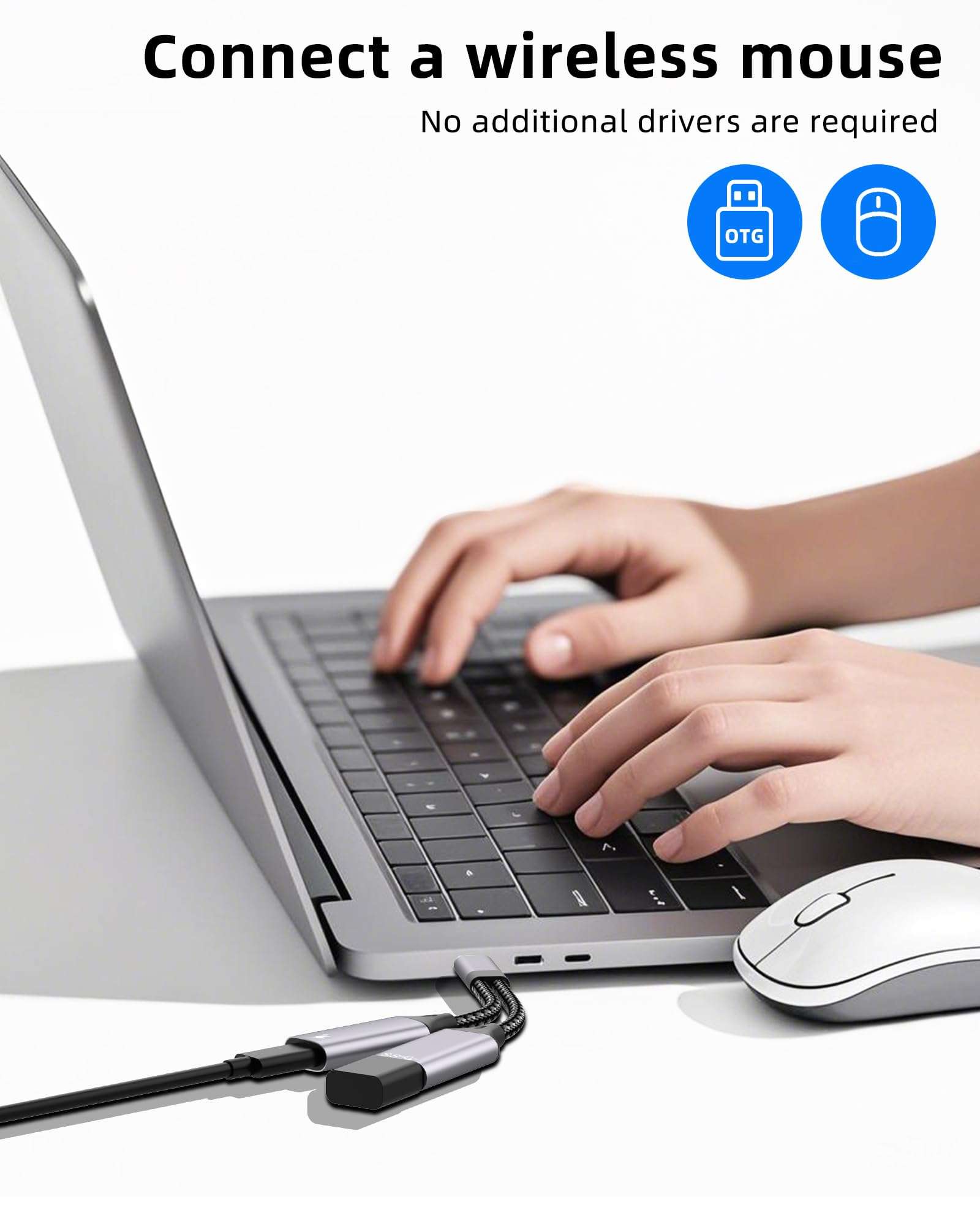 30w USB C Splitter for IPhone 16 15 Pro Max for Apple Adapter(2in1)OTG Digital Camera Cable Charging Converter Phone Charger for IPad Data Card Reader Adaptador Dual Power Drive Compatible for Samsung 5