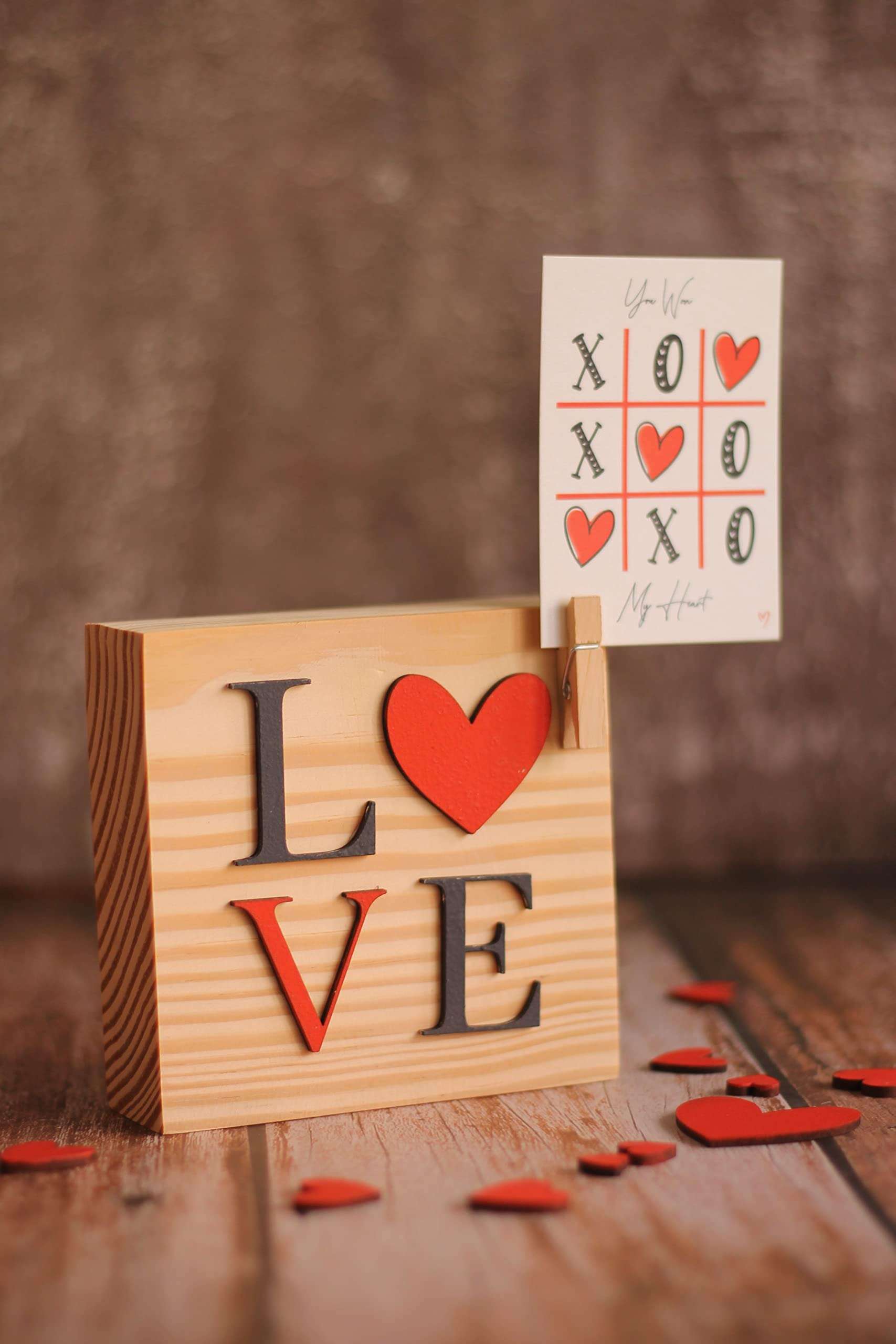 IMI Studios Love Valentine Natural Pinewood Block 4x4 Inches with Picture Clip 1