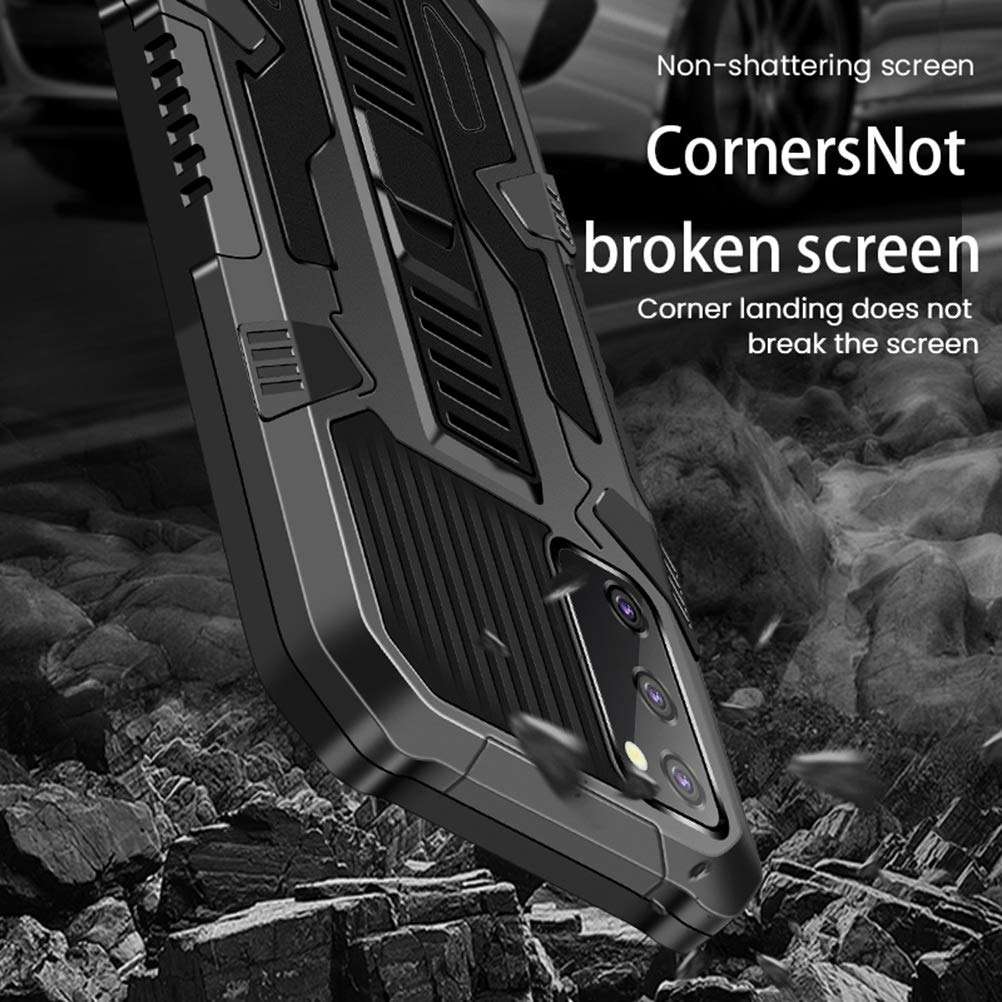 Hicaseer Case for Galaxy S20 FE, PC Hard Back Textured Shock and Drop Resistant Cover with Double Orotection Stand Phone Case for Samsung Galaxy S20 FE 6.5" - Black 2