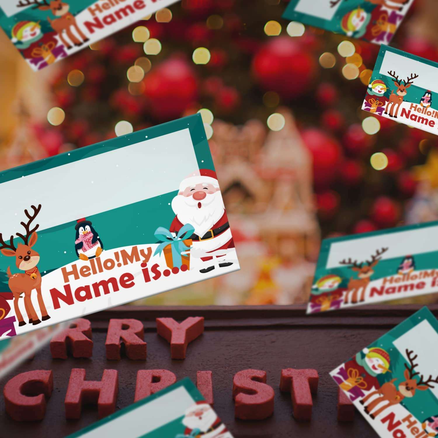 What's Your Reideer Name Game, 1 Reideer Theme Sign and 50 Name Tag Stickers, Christmas Party Games, Birthday Game for Kids and Adult Parties, Activity Game for Office or Class | JRKP011L 5