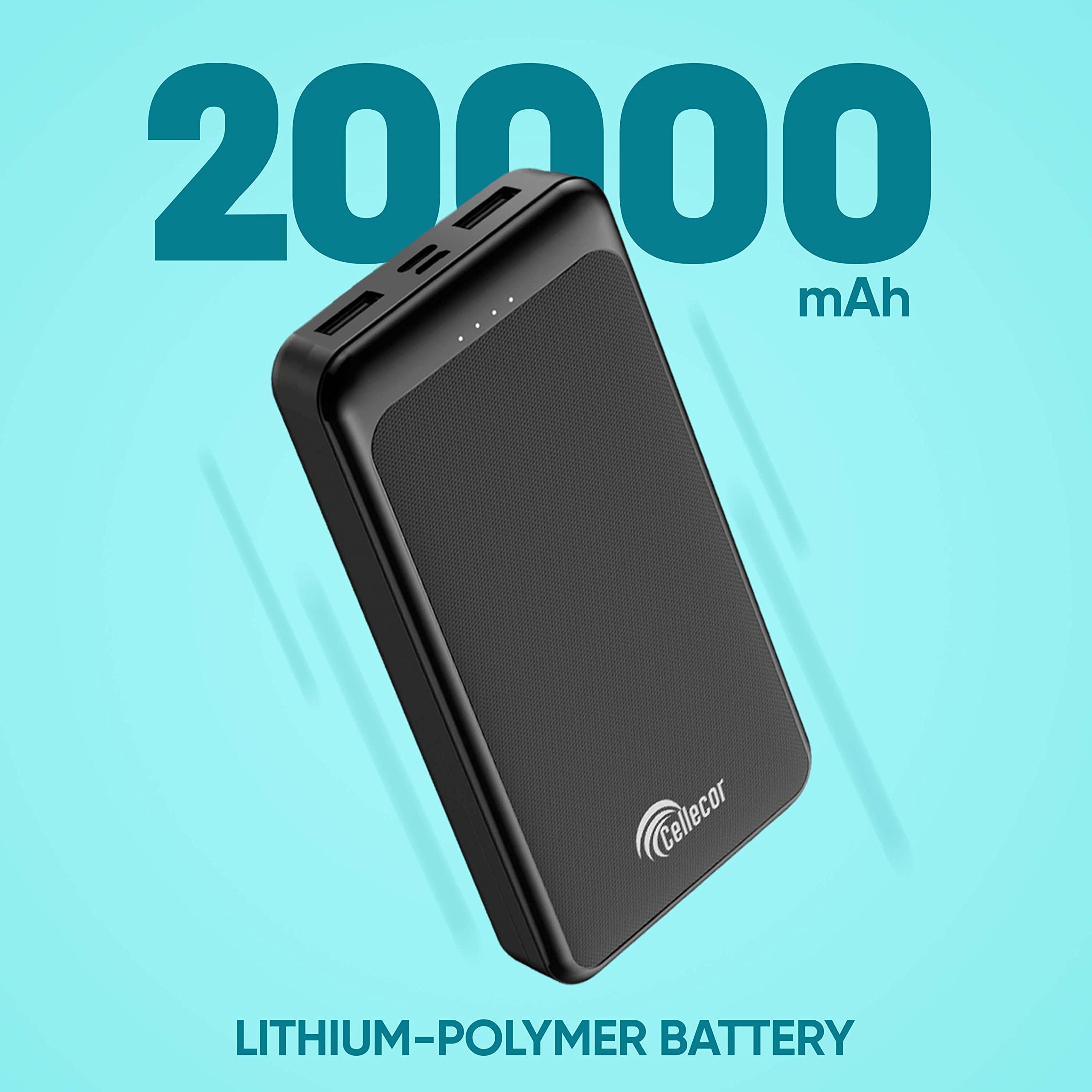 CELLECOR (CLPB-20) 20000mAH Lithium Polymer Power Bank | 18W Fast Charge | Dual USB Output | Dual Input-Type C & Micro USB | Power LEDs Indicator (Black) 3