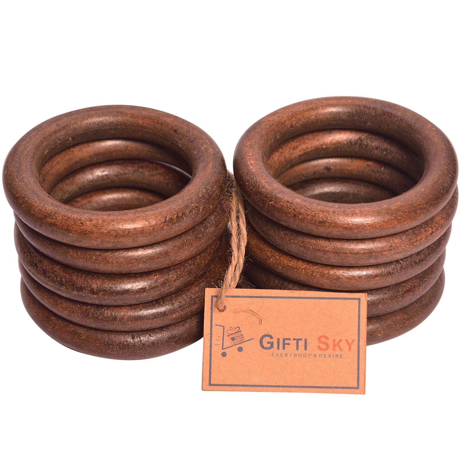 GIFTI SKY Wooden Rings Round 2.5 Inches set of 20 Rings Brown Smooth Unfinished Wood Circles for Art and Crafts, DIY, Pendant Jewelry Making, Macrame, Connectors, Wall Hanging, Door Hanging, Bags, Toran, Bandhanwar, Plant Hanger and Crafts Project 1