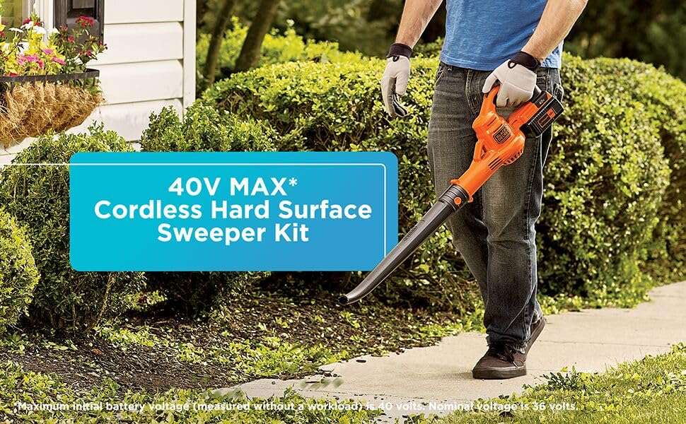BLACK+DECKER Cordless Leaf Blower, 40V MAX , Leaf Blower Cordless with Battery and Charger, 125 MPH Air Speed, Lightweight Handheld Yard Sweeper (LSW40C) 2