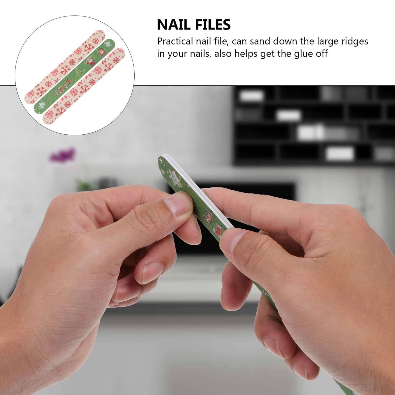 FRCOLOR 12pcs Christmas Nail Files Double Sided Emery Board Nail Sanding File for Natural and Acrylic Nails (Random Style) 3