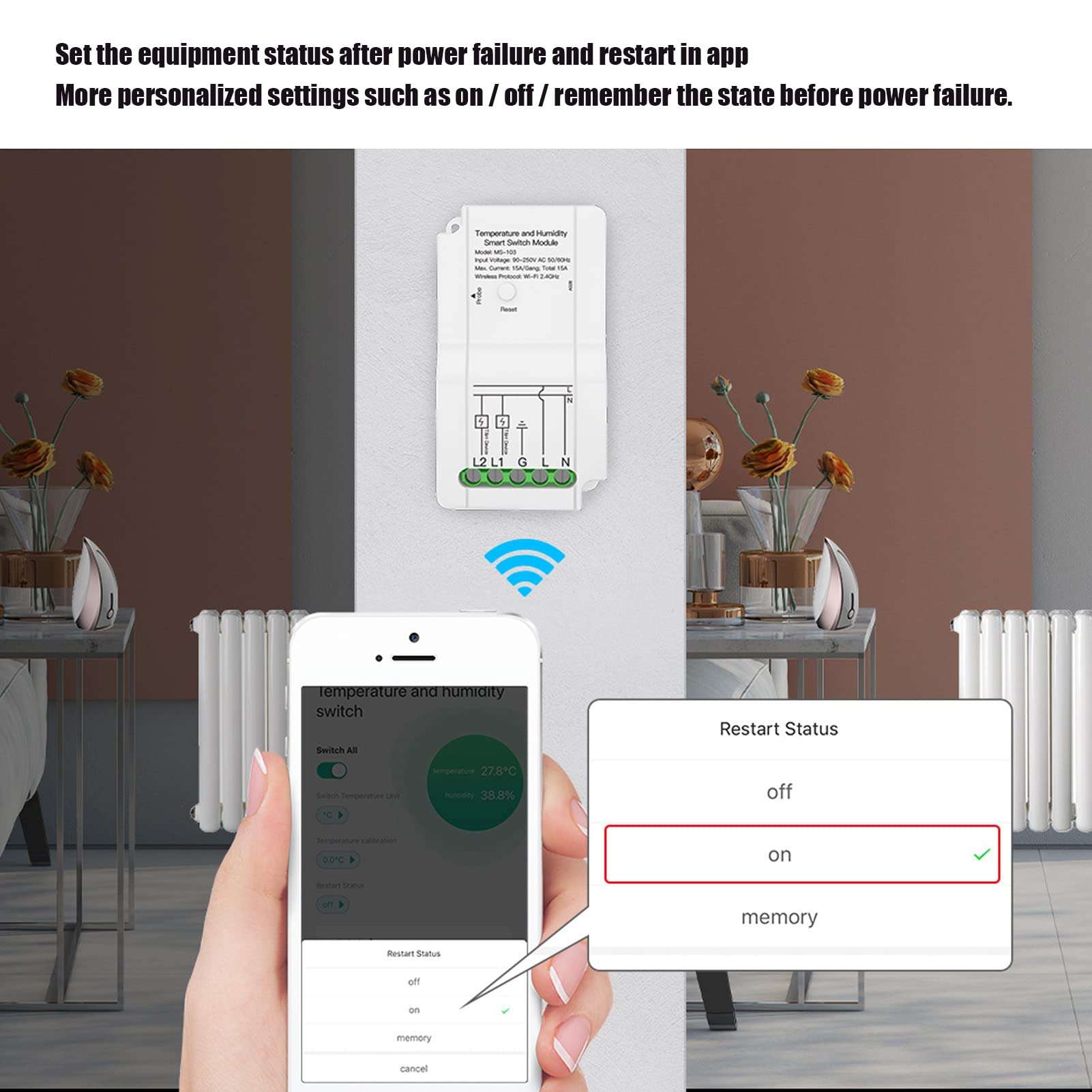 WiFi Smart Temperature Humidity Switch Module with Dual Relay Output, Temperature Probe, 90 250V Compatibility for TUYA Smart App, Cordless Remote Monitoring Control 5