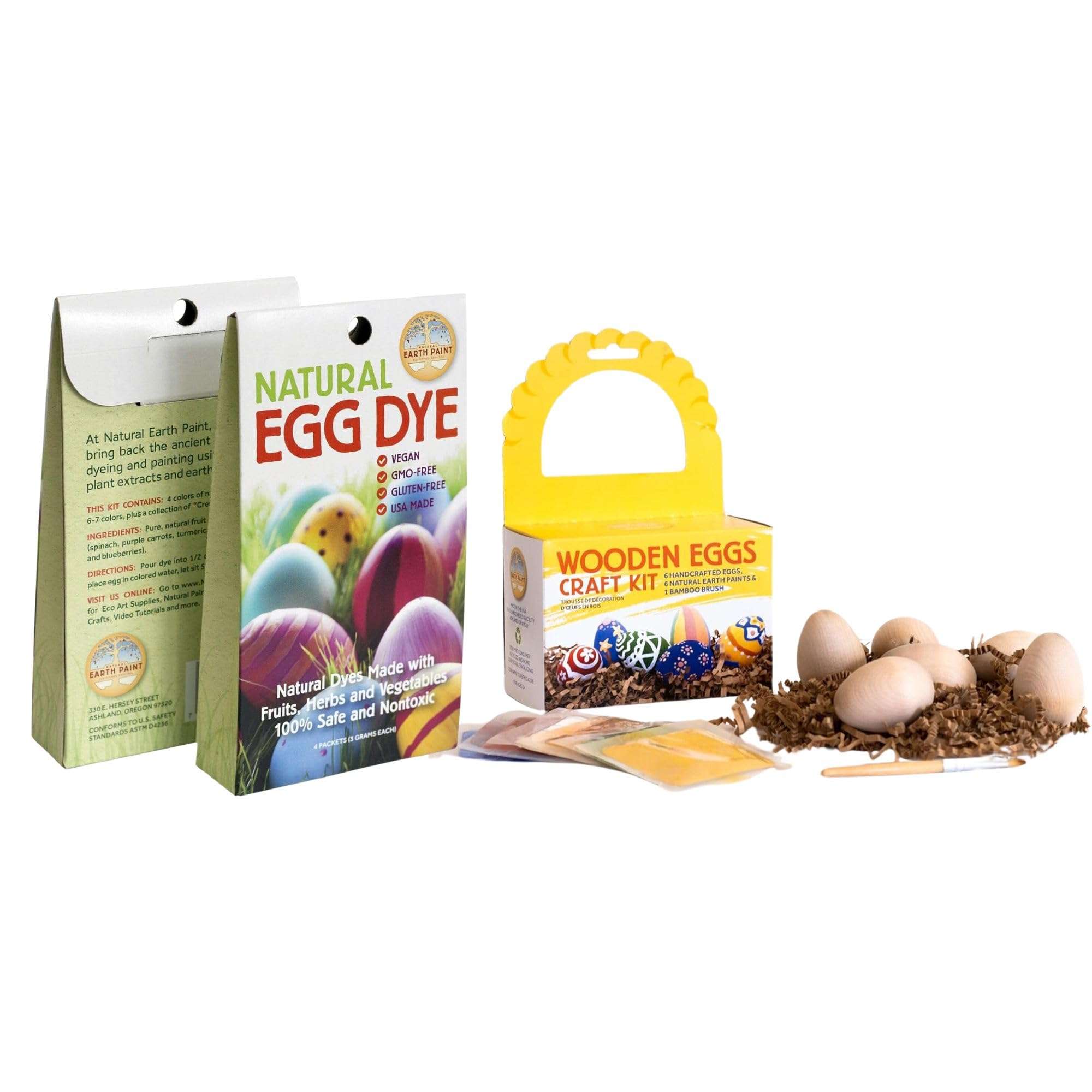 Natural Earth Paint Egg Dye Kit and Wooden Egg Kit - Non-Toxic and Eco-Friendly - Double The Easter Fun! 1