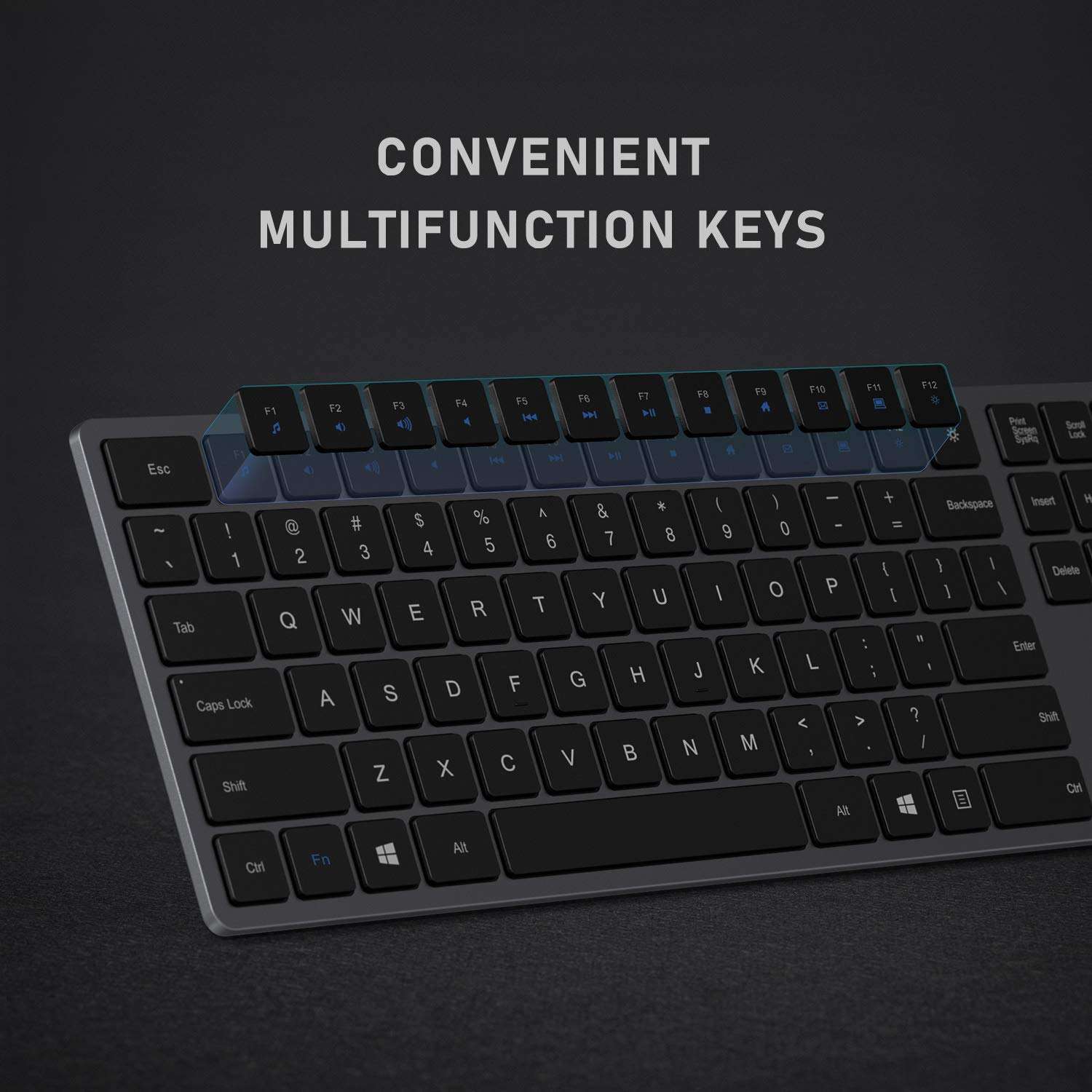 Seenda Wireless Keyboard - Universal Bluetooth Rechargeable Wireless Keyboard with Number Pad Full-Size Ergonomic Slim Quiet Design for Windows Android Computer Desktop PC Laptop Surface Smart TV 5