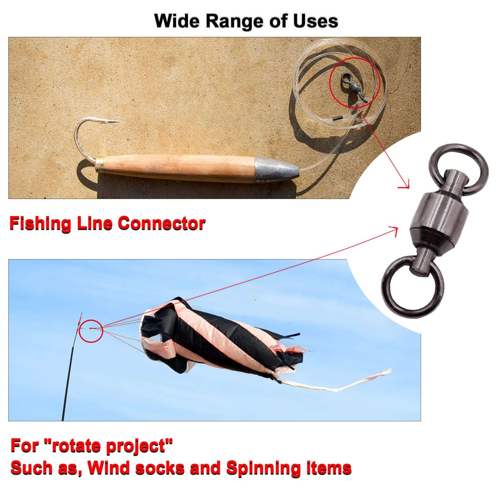 FishTrip Ball Bearing Fishing Swivels 30pcs 0#-10# Barrel Swivels Fishing Tackle with Stainless Steel Solid Welding Ring for Saltwater Freshwater High Strength (Size 2) 6