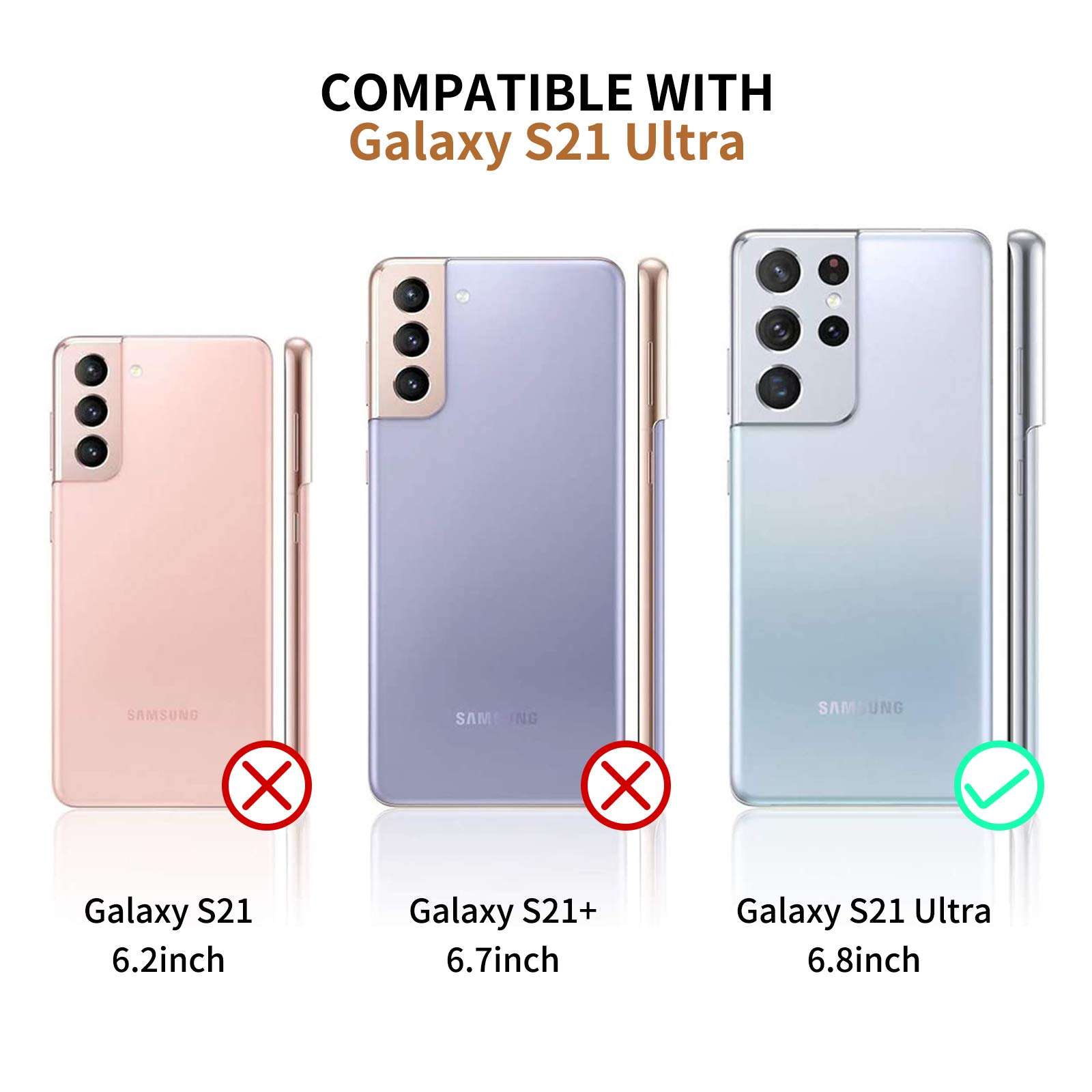 Newseego for Samsung Galaxy S21 Ultra Wallet Case (6.8 Inch),Glitter PU Leather Magnetic Closure Multi-Credit Card Slot Cash Holder Detachable 2 in 1 Wallet Cover with Wrist Strap-Silver 2