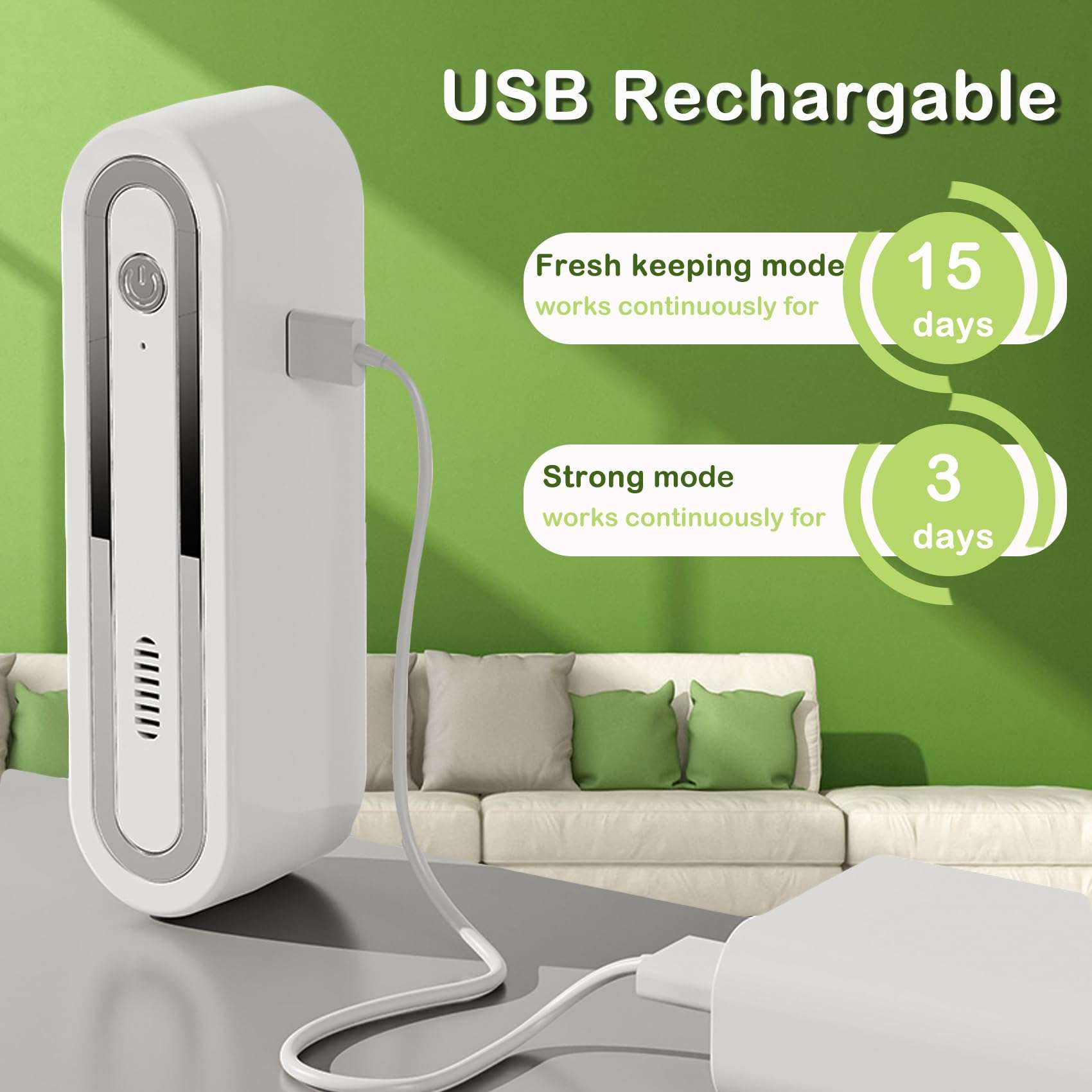 Mini USB Fridge Deodorizer, Portable Rechargeable Refrigerator Deodorizer, Reusable Refrigerator Odor Eliminator Used for Fridge, Car, Closet, Wardrobe 6