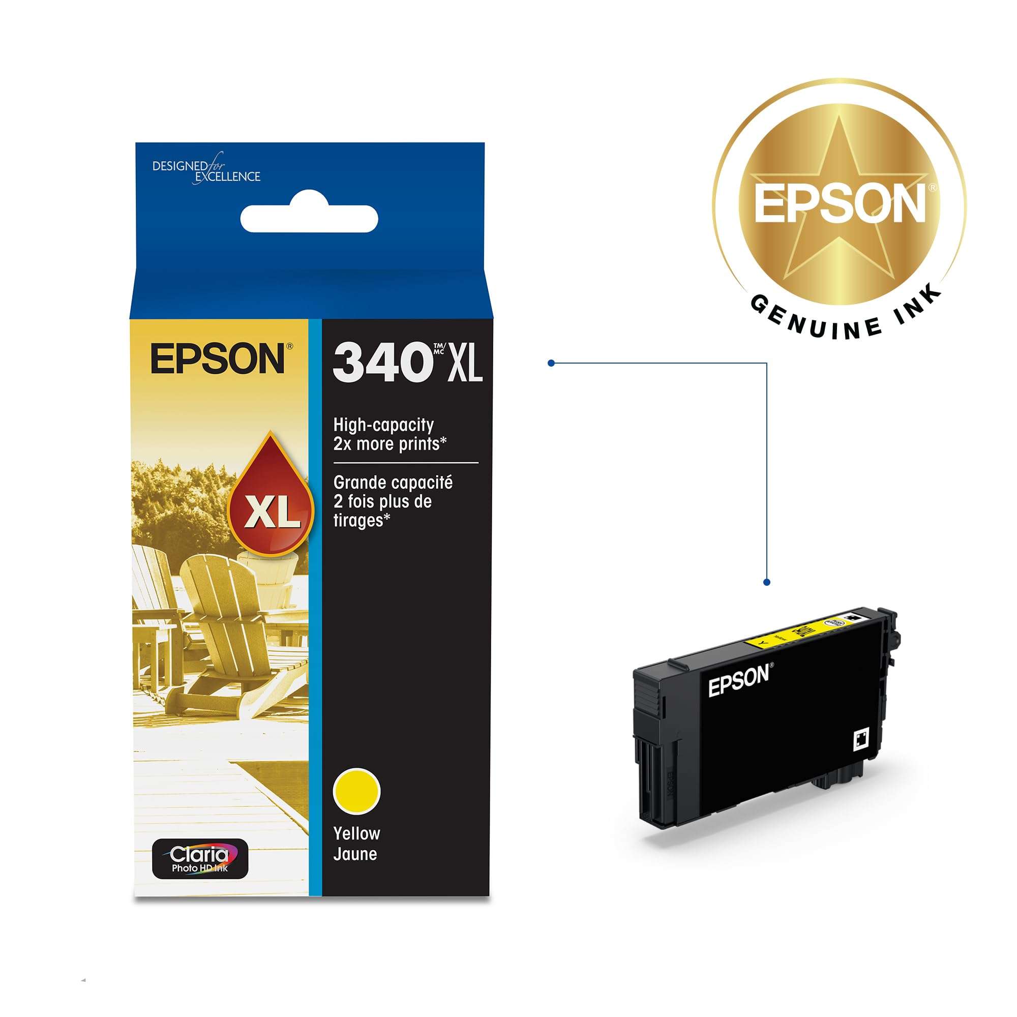 Epson 340 Claria Photo HD Ink High Capacity Yellow Cartridge (T340XL420-S) Works with Expression Photo XP-8800 3