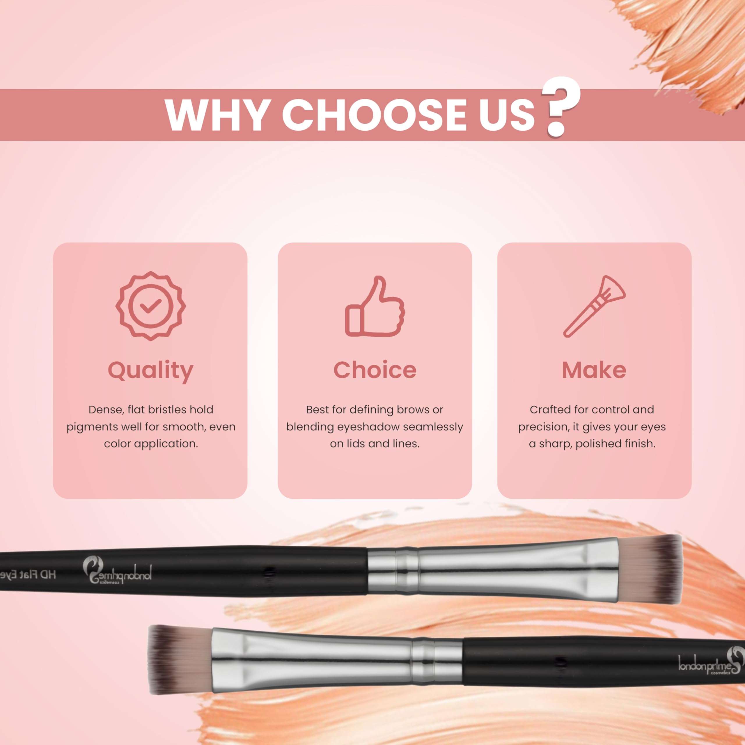 London Prime Professional HD Flat Eyeshadow Brush, Synthetic Bristles, Multi-Purpose Eye Makeup Applicator, Feather Soft (LP328) 5