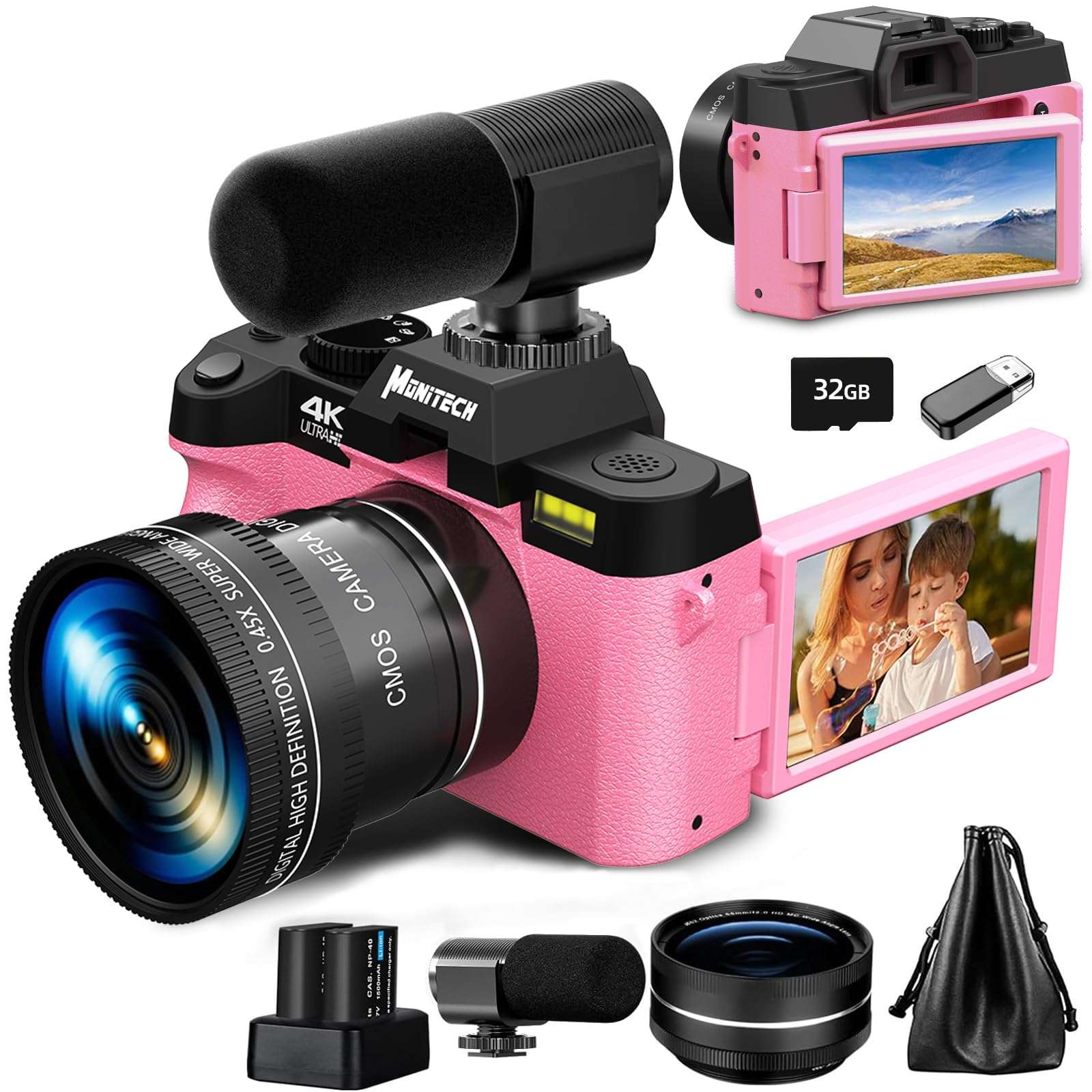 Mo 4K Digital Cameras for Photography MO-S100P-WMDPT-PK-2502 1