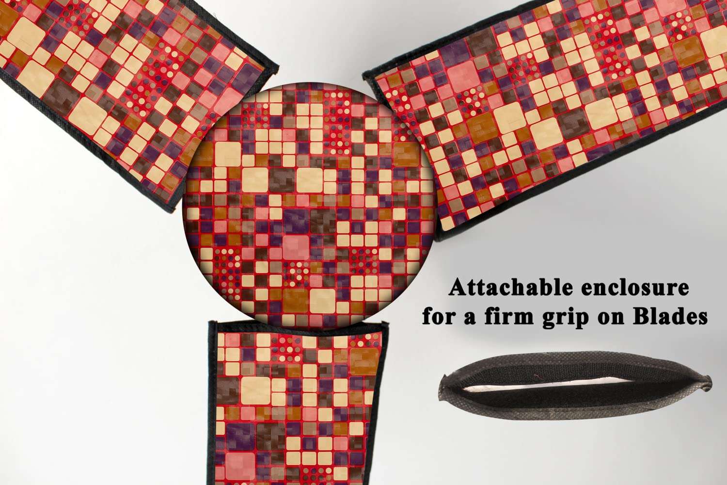 The Furnishing Tree Waterproof & Dustproof Three Blade Ceiling Fan Cover with Attachable End Enclosure Set of 2 Fan Covers Abstract Brown 3