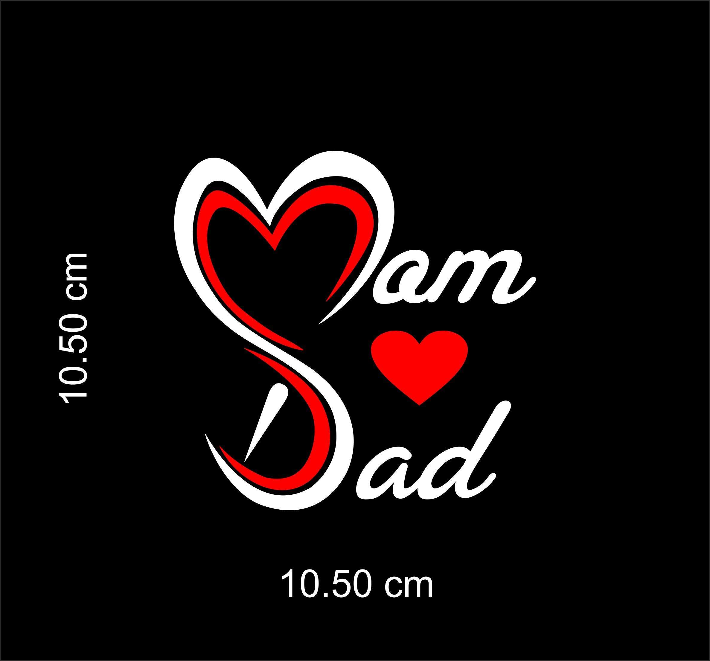 ISEE 360 Mom Dad Love Car Bike Sticker, 0.03 x 4.13 x 4.13 Inches, (White,Red) 1