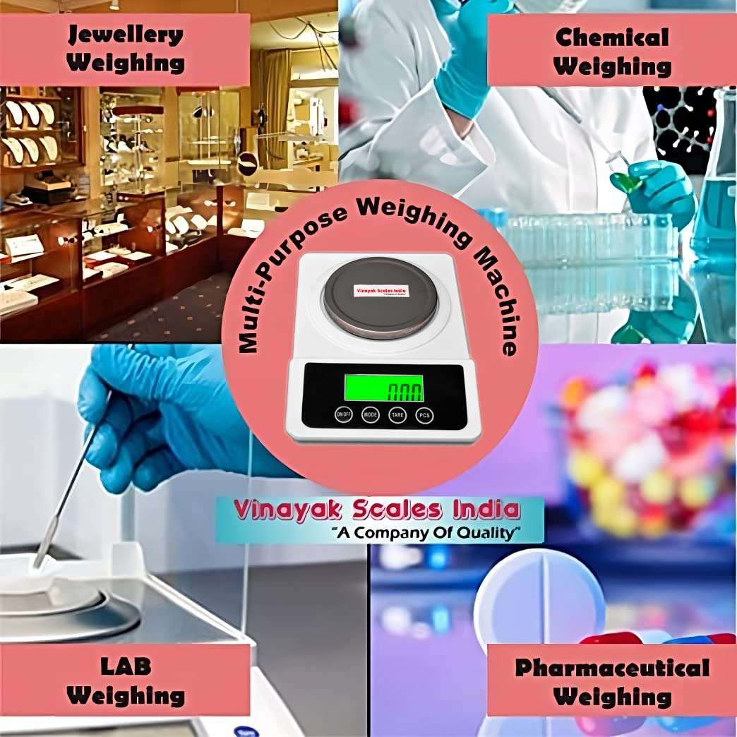 Vinayak Scales India Vinayak Scales High-Accuracy 500G X 10Mg(0.01G) Jewellery Weighing Scale With Windshield. Analytical Balance For Labs & Jewelry Shops.,Black 6
