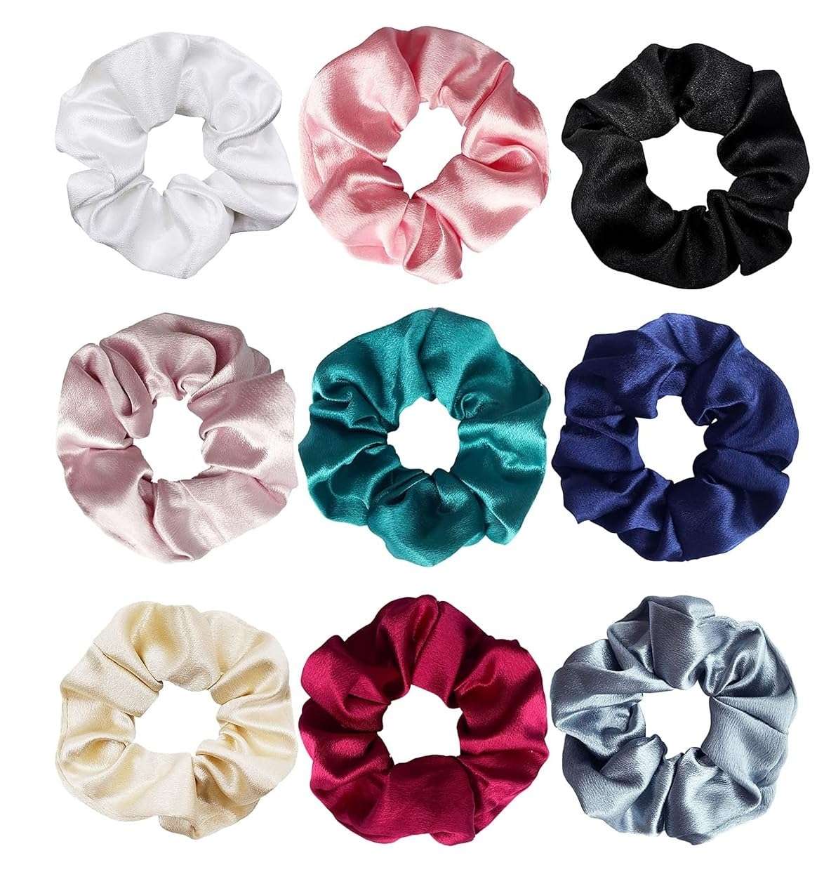 Wazdorf 6 Packs Satin Hair Scrunchies for Women and Girls, Bulk Soft Scrunchy Hair Bands for Hair Accessories, Elastic Hair Bobbles Ponytail Holder for Girl’s Birthday Gift (Multicolor - Pack of 6) 1