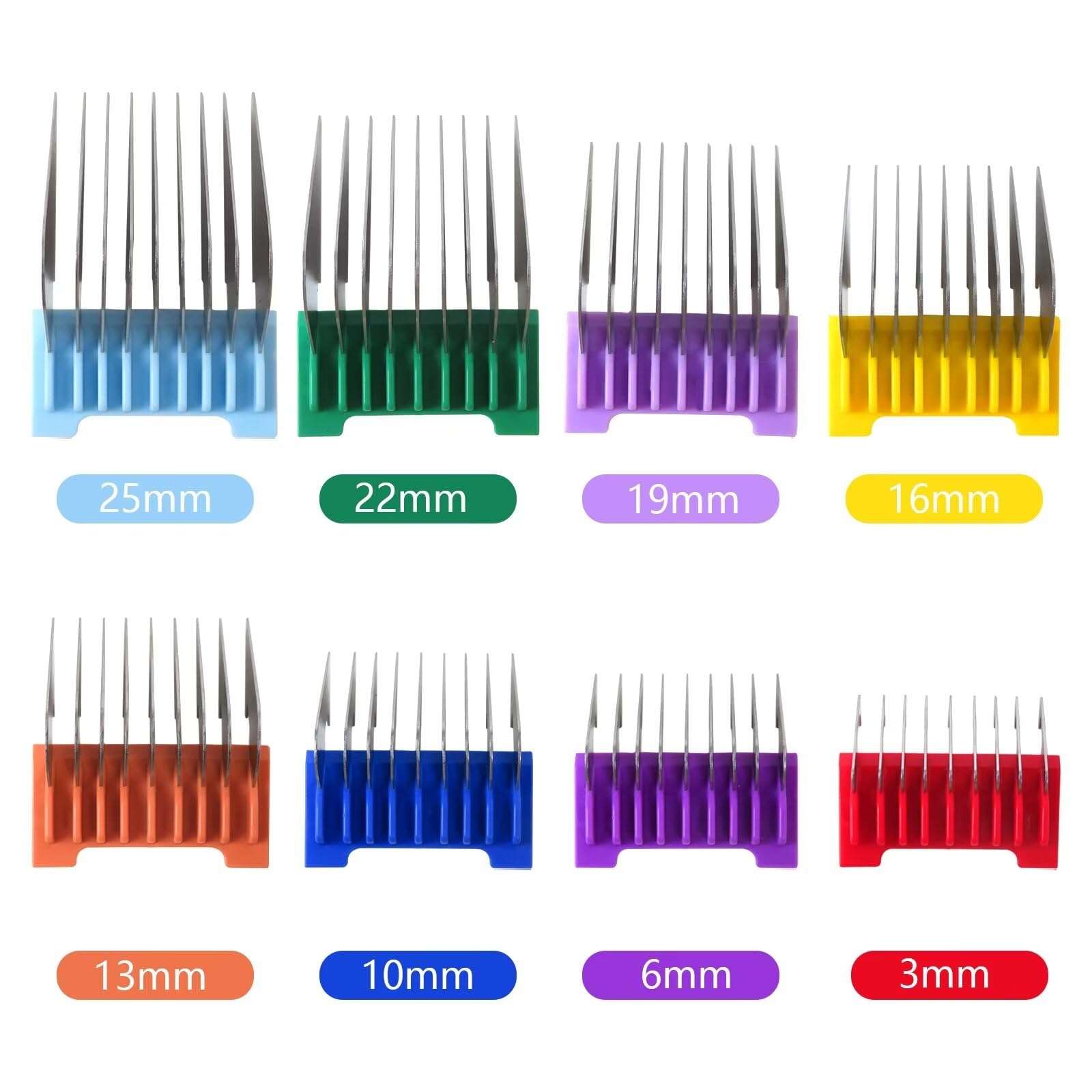 New Upgraded 8 Pcs Professional Colorful Hair Clipper Combs Guards Cutting Guides Fits for Most Wahl Replacement Guards Set, 1/8 Inch to 1 Inch(3-25mm) 3