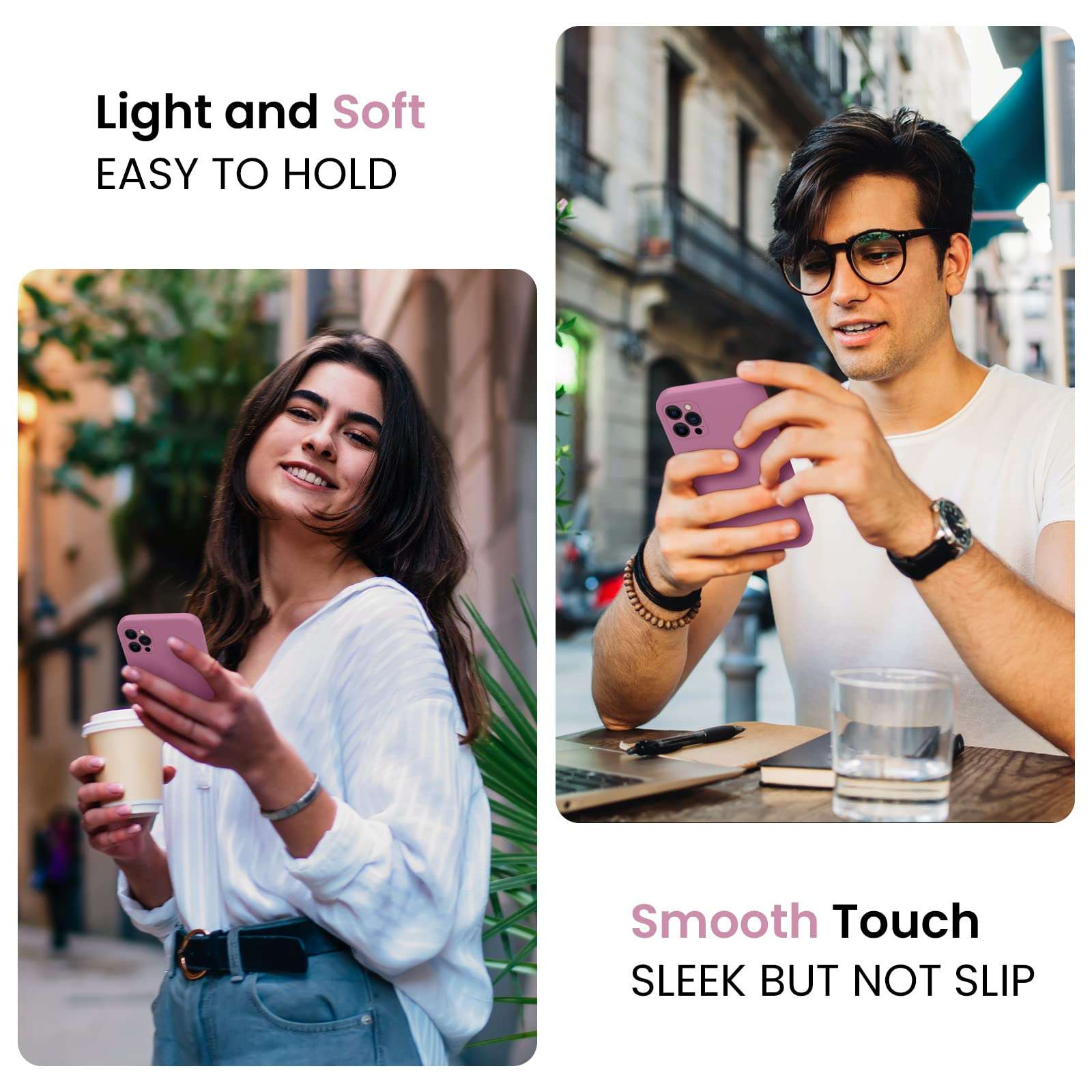 FireNova Designed for iPhone 12 Pro Case, Silicone [Camera Protecion] Phone Case with Soft Anti-Scratch Microfiber Lining, 6.1 inch, Lilac Purple 2