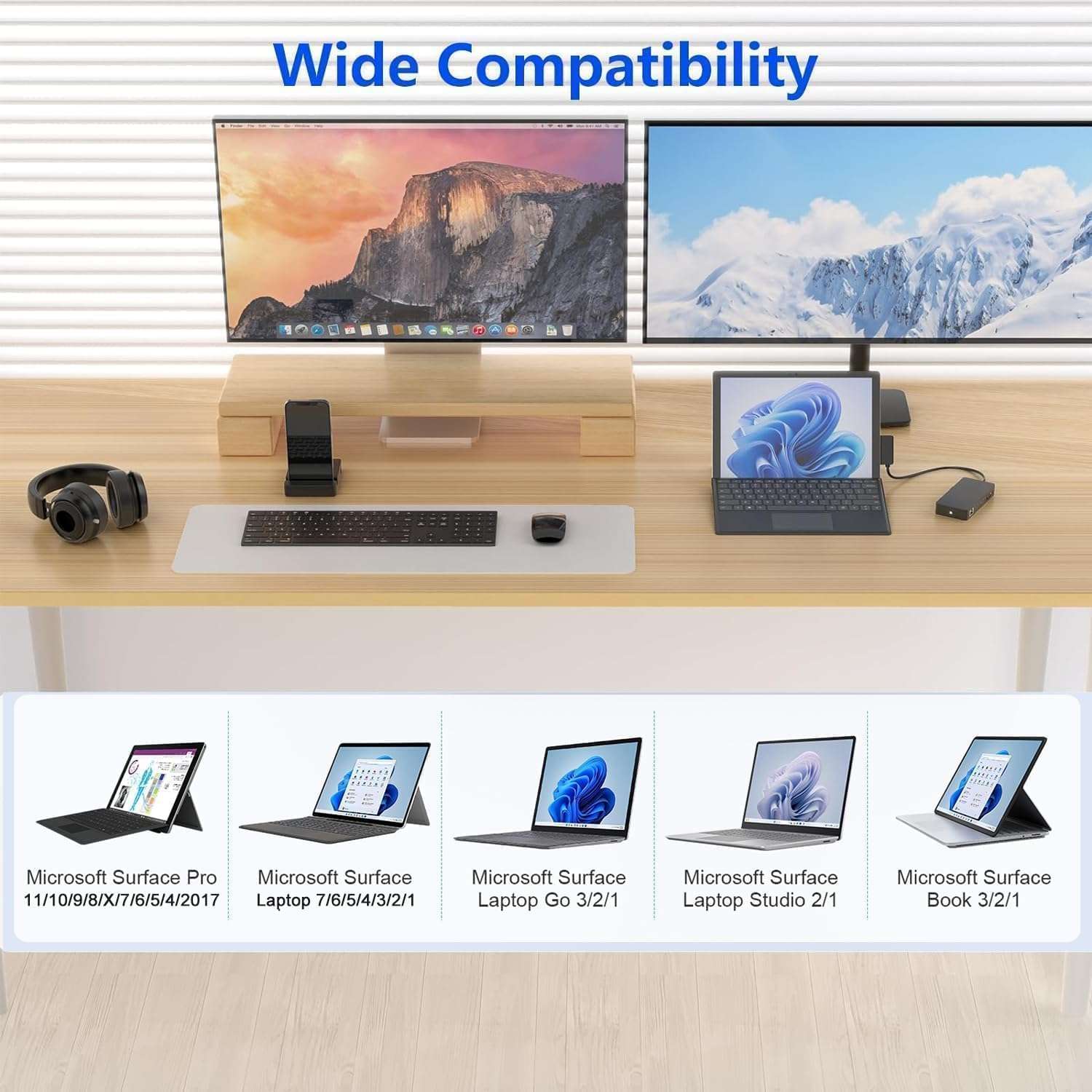 Microsoft Surface Dock HDMI+VGA With Power Adapter, 11 in 1 Docking Station for Pro 11/10/9/8/X/7/6/5/4/3, Laptop 7/6/5/4/3/2/1, Laptop Go 3/2/1, Book 3/2/1 6