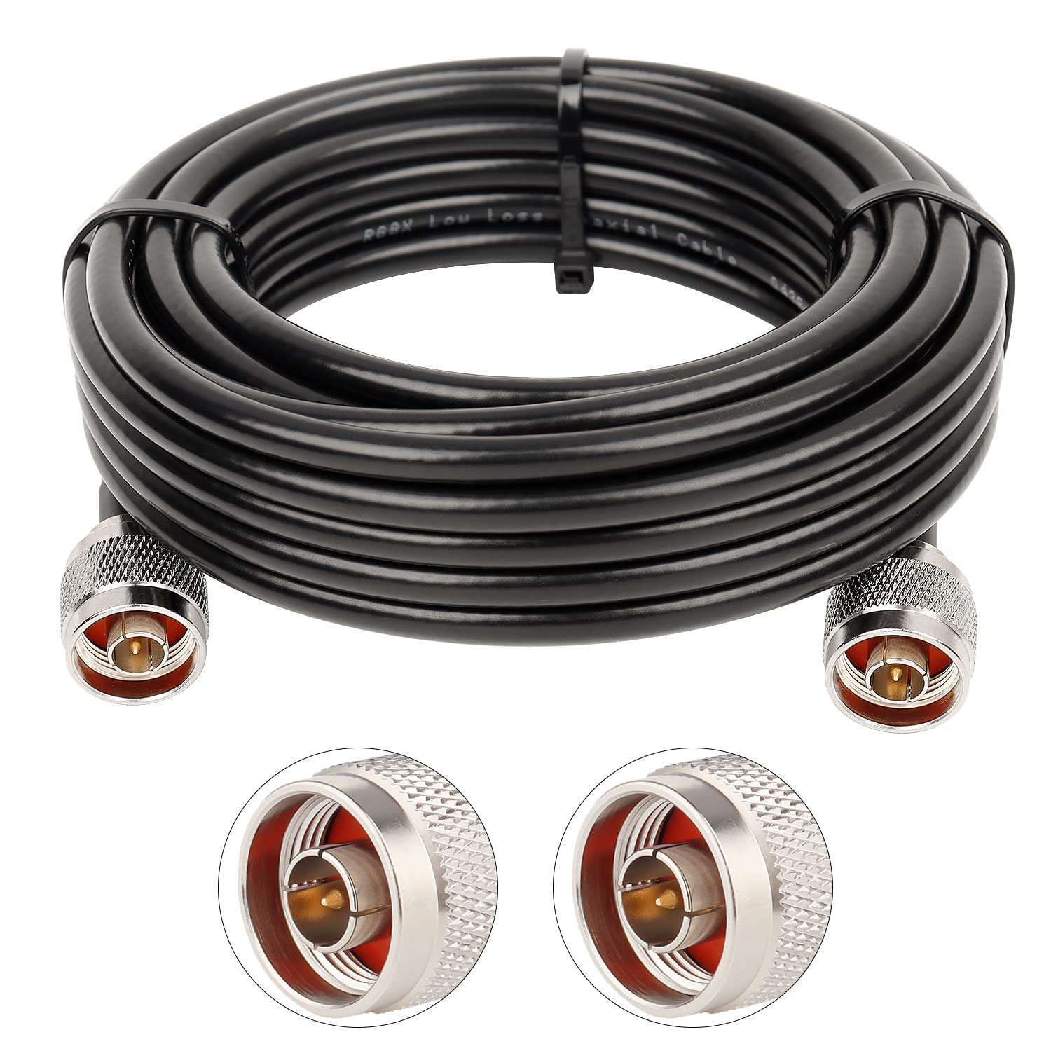 25ft KMR240 Coax Extension Cable N Male to N Male Connector (50 Ohm) Pure Copper Low Loss Coaxial Cables for 3G/4G/5G/LTE/GPS/WiFi/RF/Ham/Radio to Antenna or Phone Signal Booster Use (Not for TV) 1